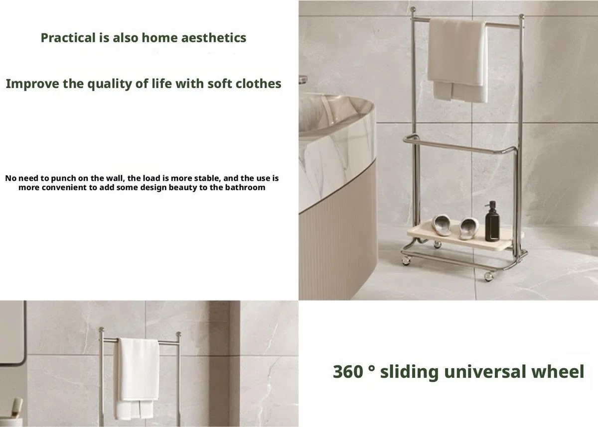 Toallero De Pie Toalleros Independientes con Ruedas For Baño, Perchas, Secadores Y Piscinas Baño Organizador(Black)