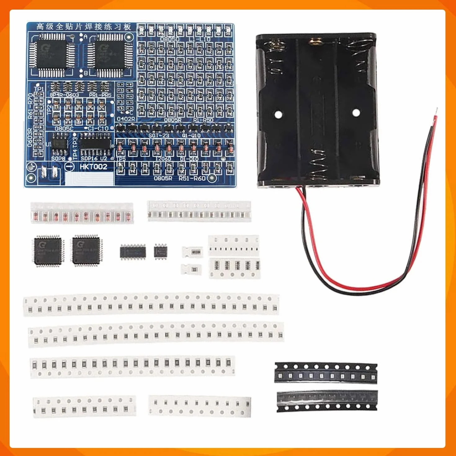 Kit de práctica de soldadura, kit electrónico DIY 4 en 1 SMD y SMT, tabla de entrenamiento para principiantes, aficionados y estudiantes, perfecto para aprender técnicas de soldadura de montaje