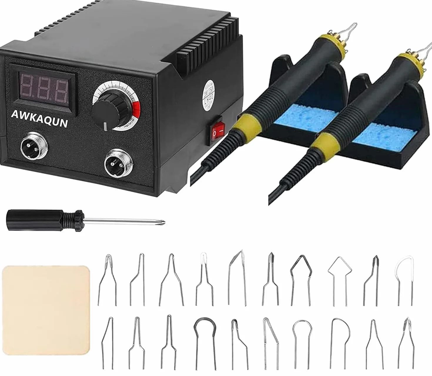 100W Máquina de pirografía, 0 ° C a 750 ° C Temperatura Regulable con 20 puntas de alambre de pirograbado,Máquina de Pirografía de para madera, calabaza, cuero, grabado, soldadura, etc.