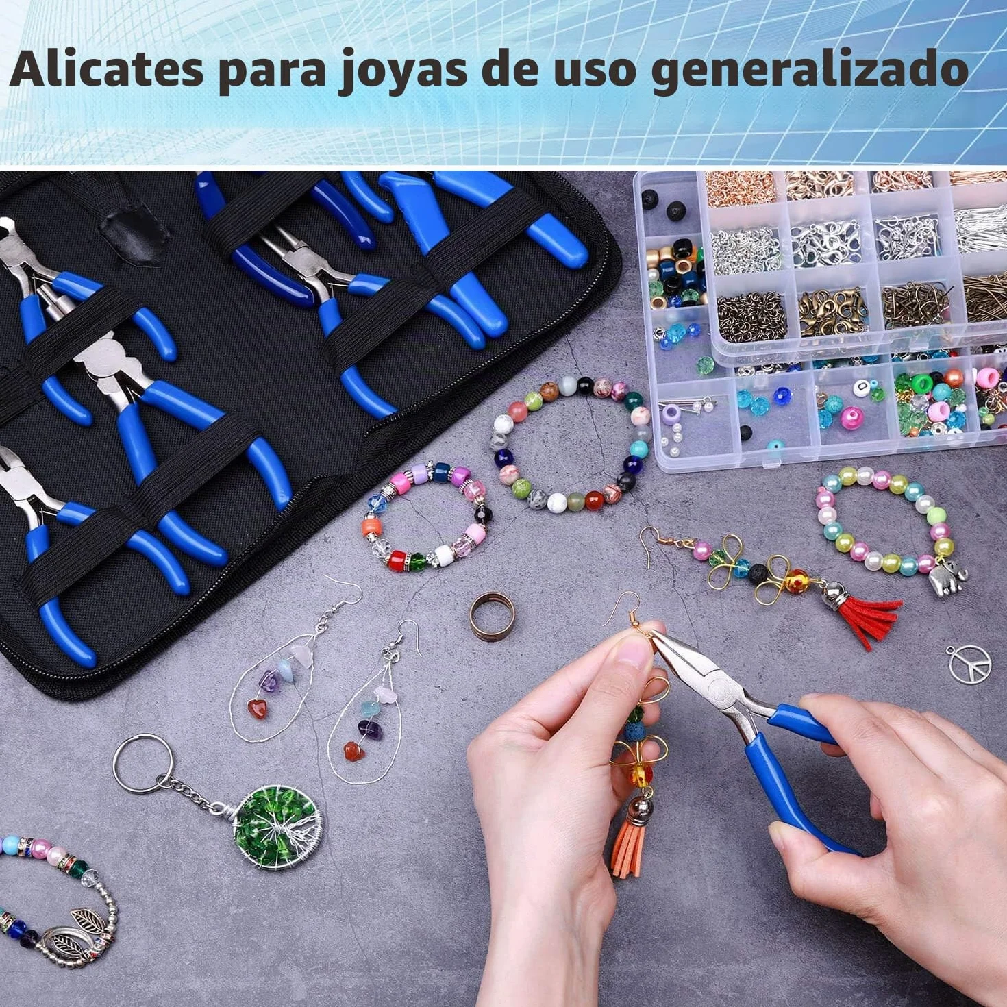 Shynek herramientas de alicates para fabricación de joyas, juego de 8 piezas de micro alicates de joyería para suministros de fabricación de joyas