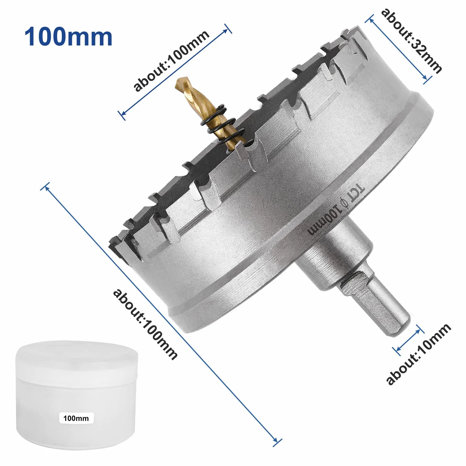 Flintronic Brocas Corona Metal, 100mm Carburo Agujero Cortador, TCT Agujero Sierras Brocas Corona para Acero Inoxidable, Acero Dulce, Hierro, Cobre y Latón