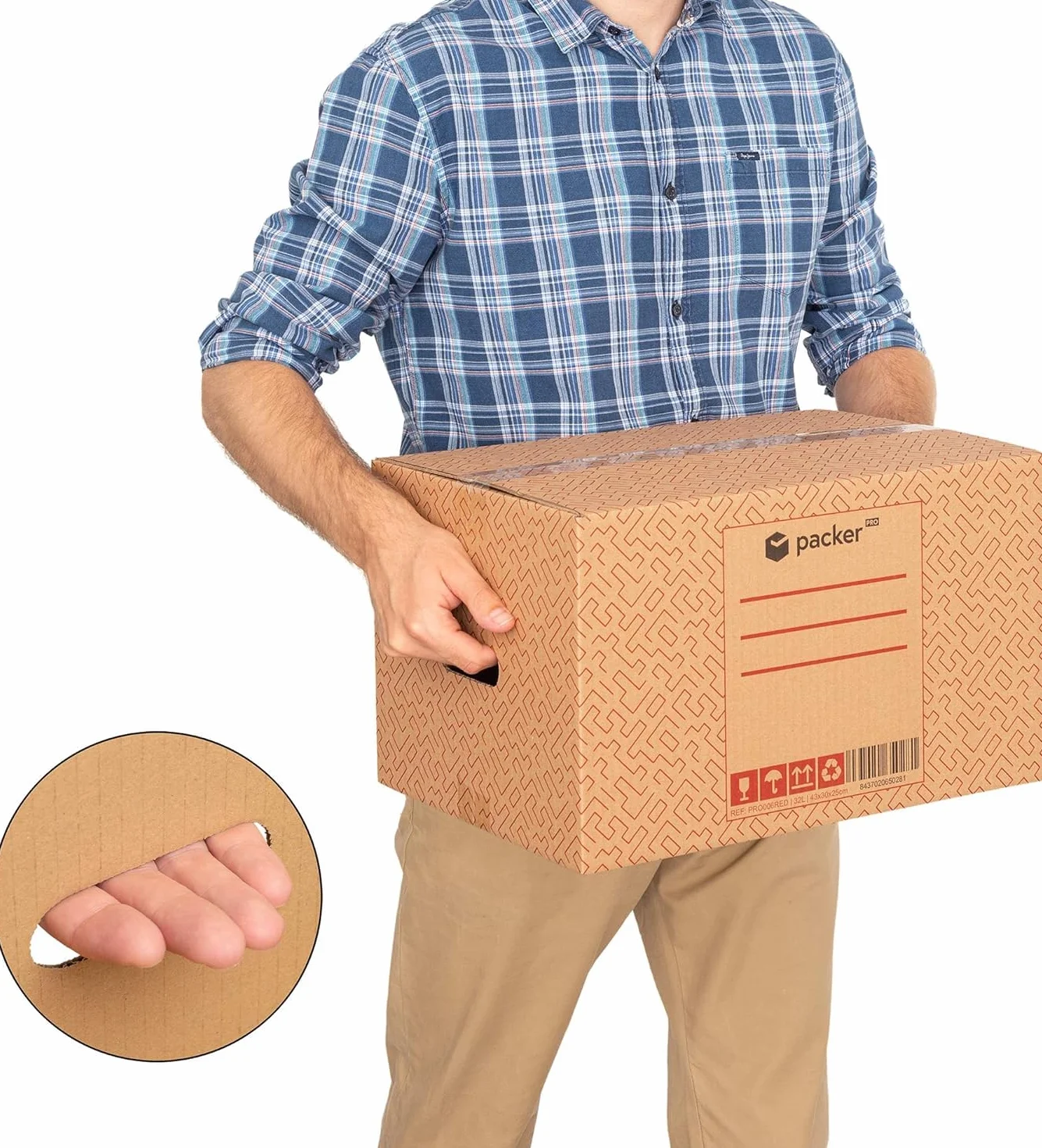 Packer PRO Pack 10 Cajas Carton para Mudanzas y Almacenaje con Asas 430x300x250mm