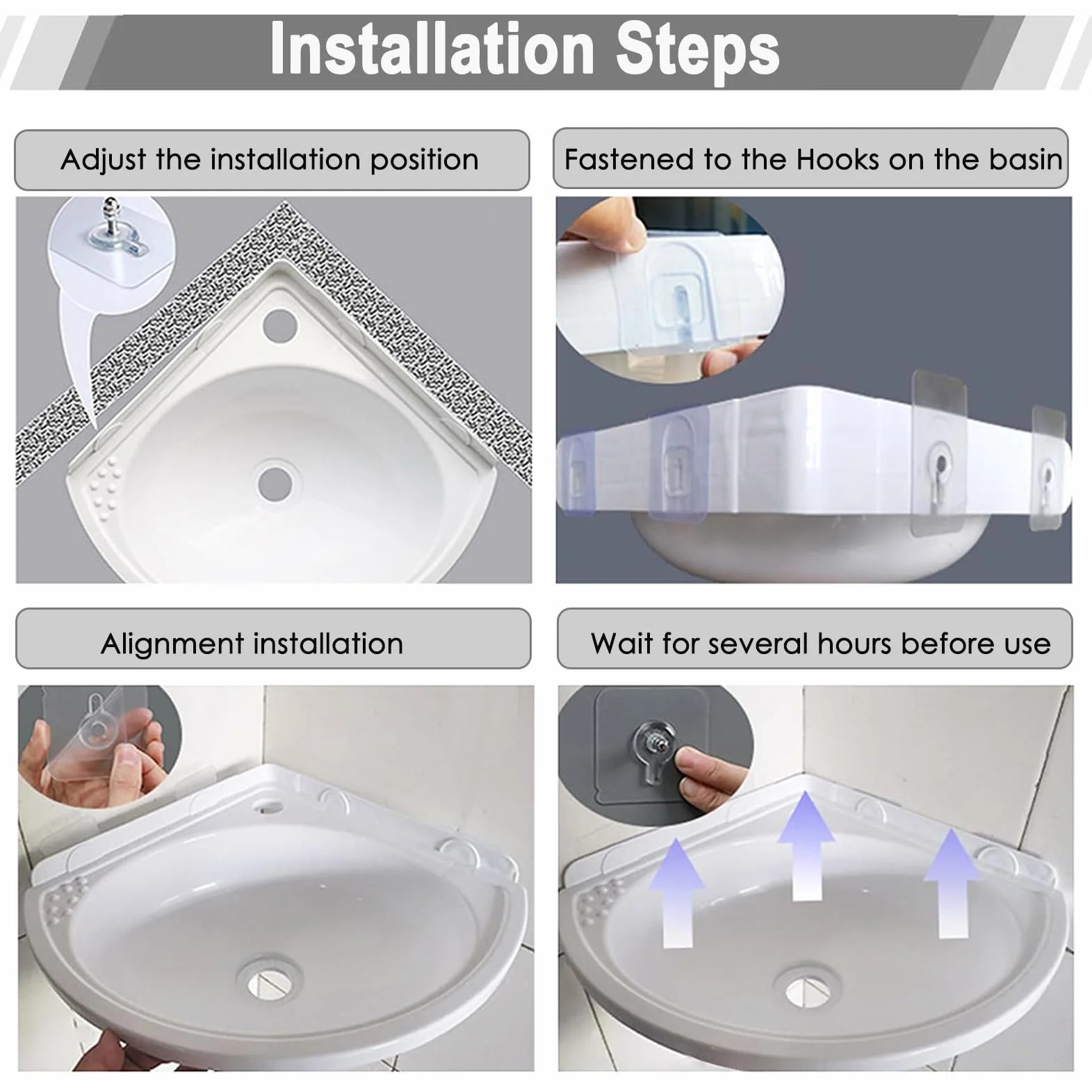 Lavabo Esquinero de Pared Triangular con Grifo, Plástico para Baño Pequeño, Monocubeta de Cocina y Balcón