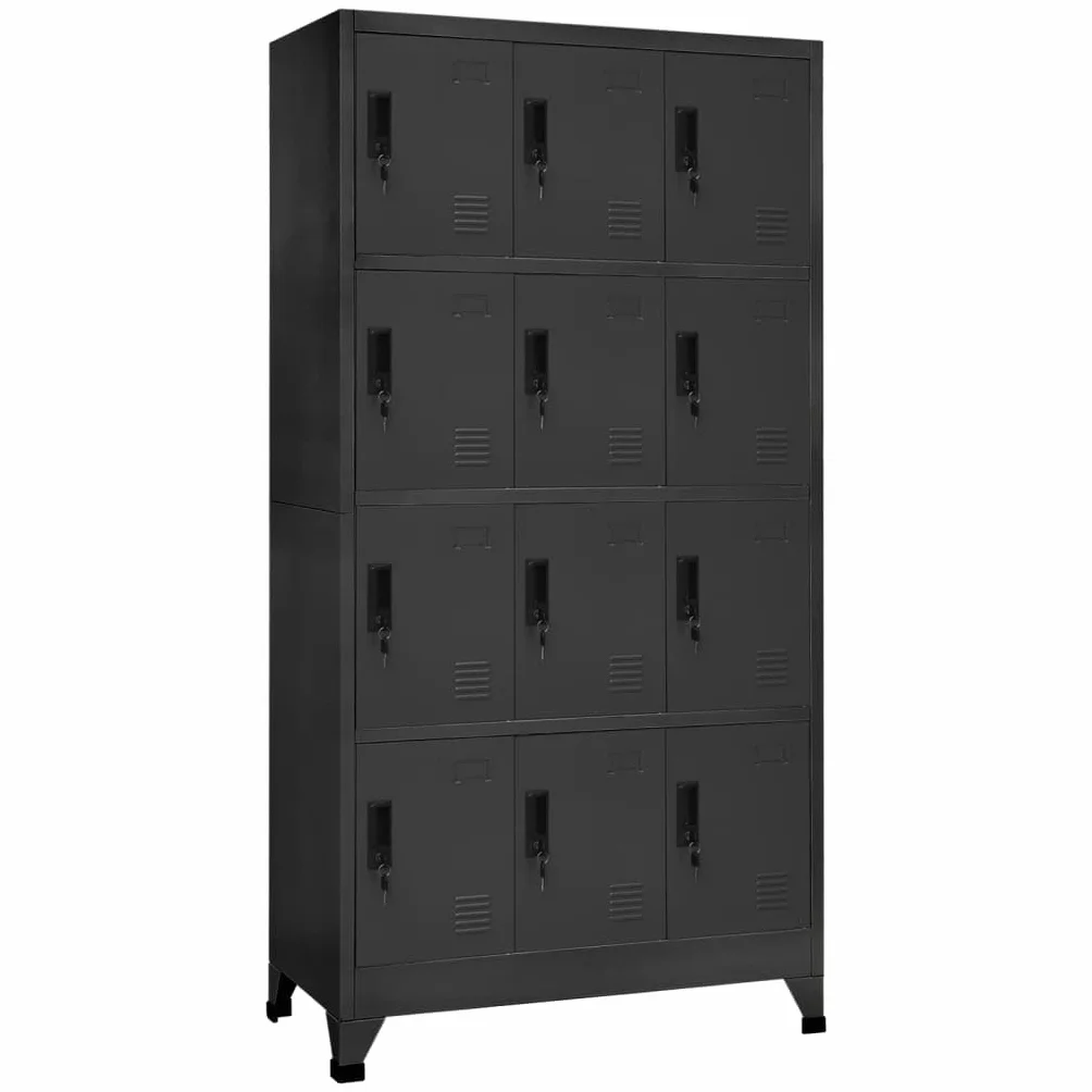 vidaXL Armario Taquilla de Acero Gris Antracita 90x45x180 cm Almacenamiento Oficina