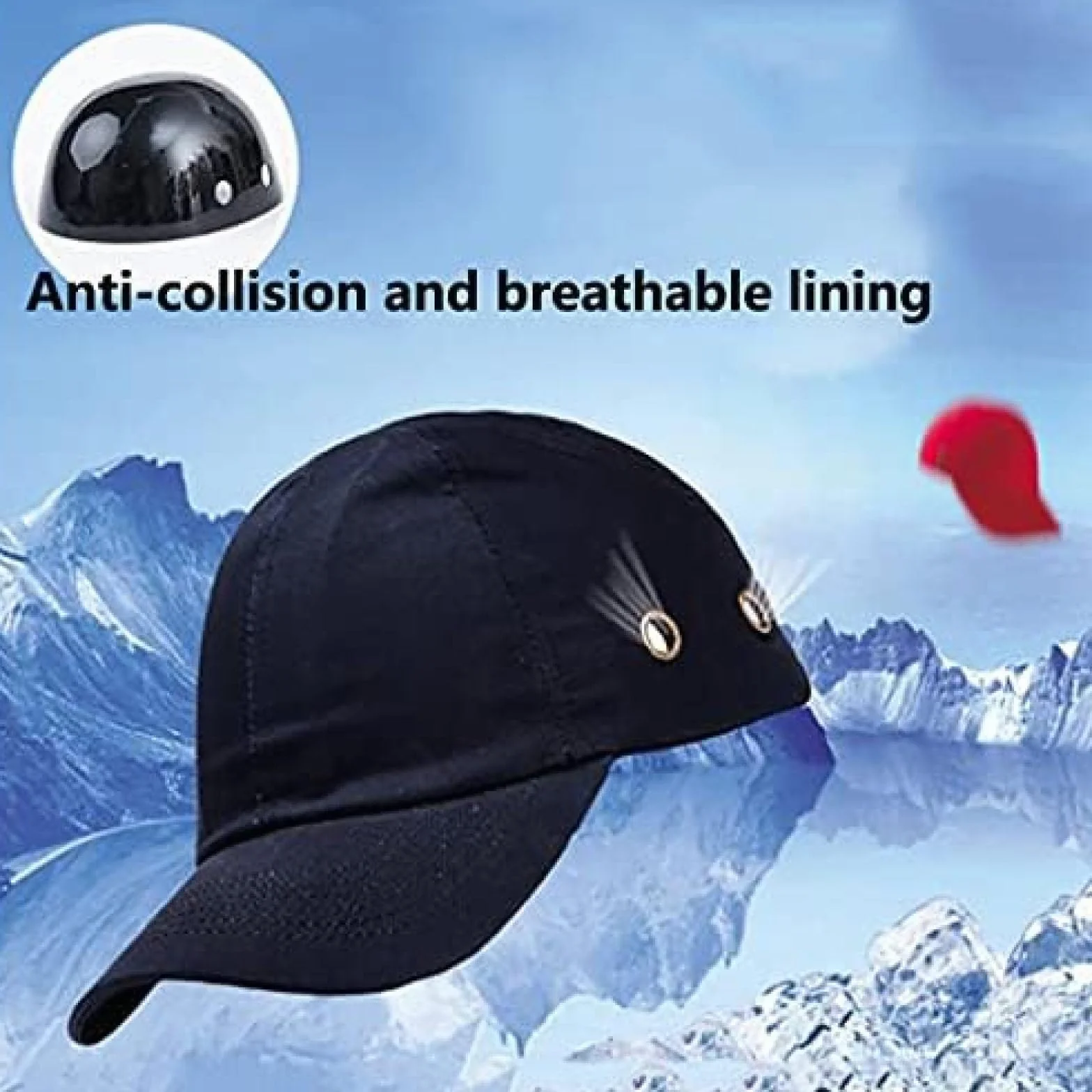 Casco de Seguridad Gorra anticolisión Gorra de béisbol portátil Ligera Carcasa Interior de ABS Tela de algodón cómoda Banda para el Sudor Engrosada Tamaño de Almohadilla EVA 58-62 CM Muchos
