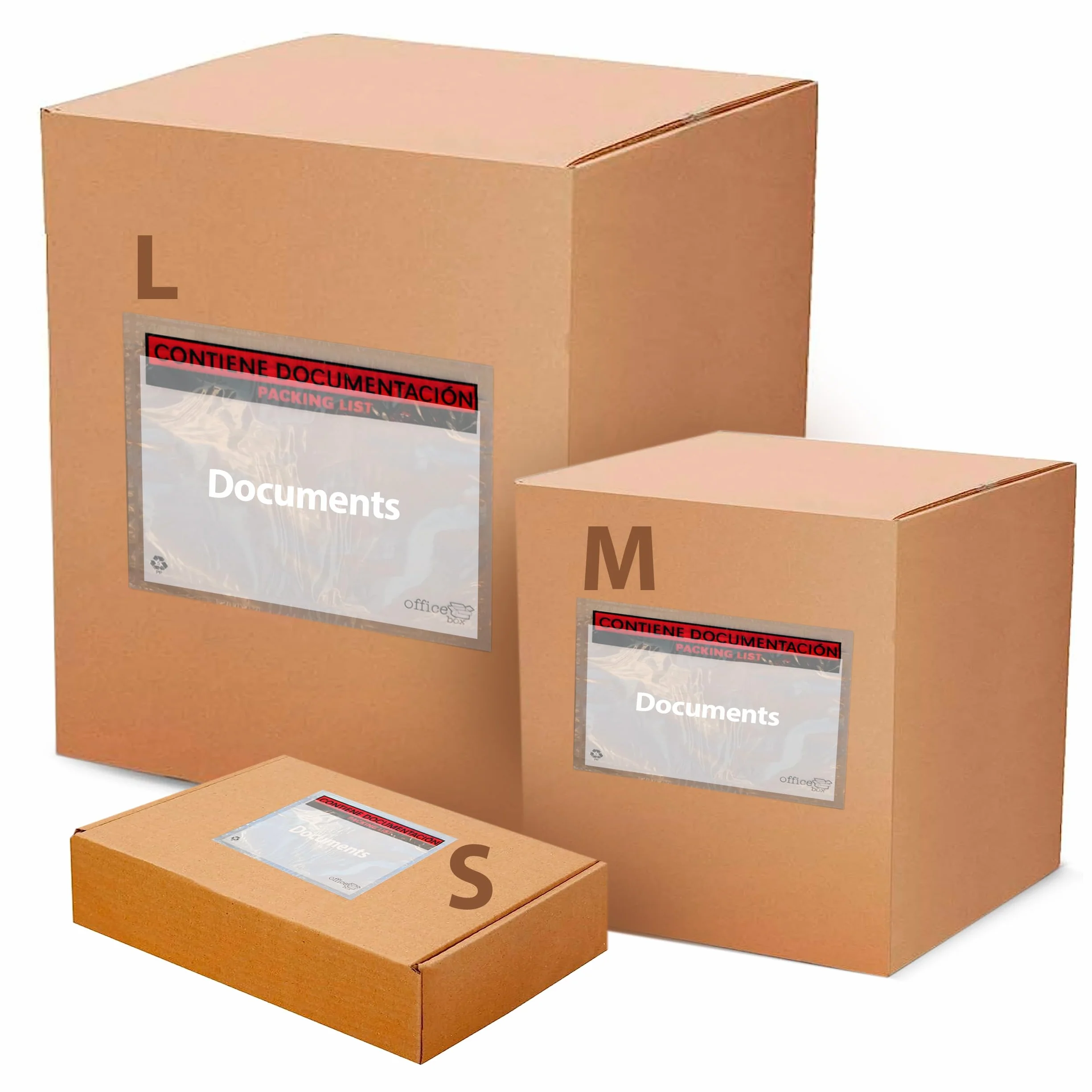 250 Sobres Adhesivos Porta Albaranes "CONTIENE PACKING LIST" - Tamaño L - para un A4 doblado en 2-24 x 18 cm. 100% Ecológico by Office Box.