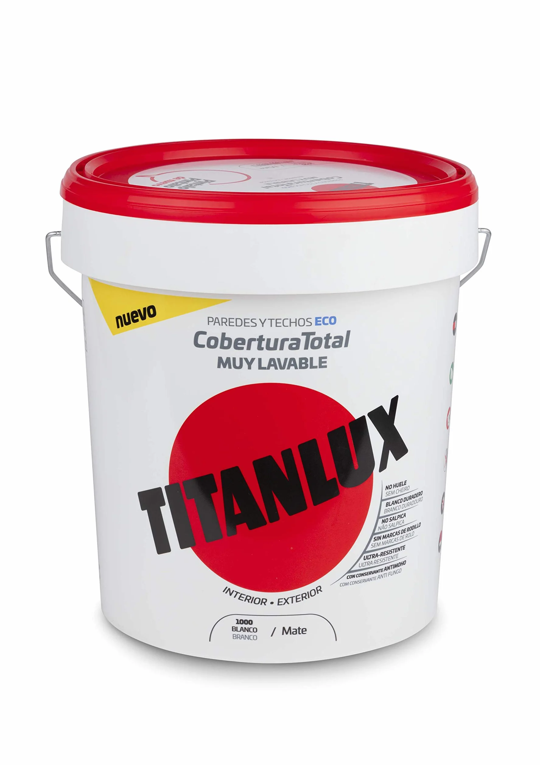 Titanlux - Pintura plástica Cobertura total, Blanco, 15L (ref. 06T100015)