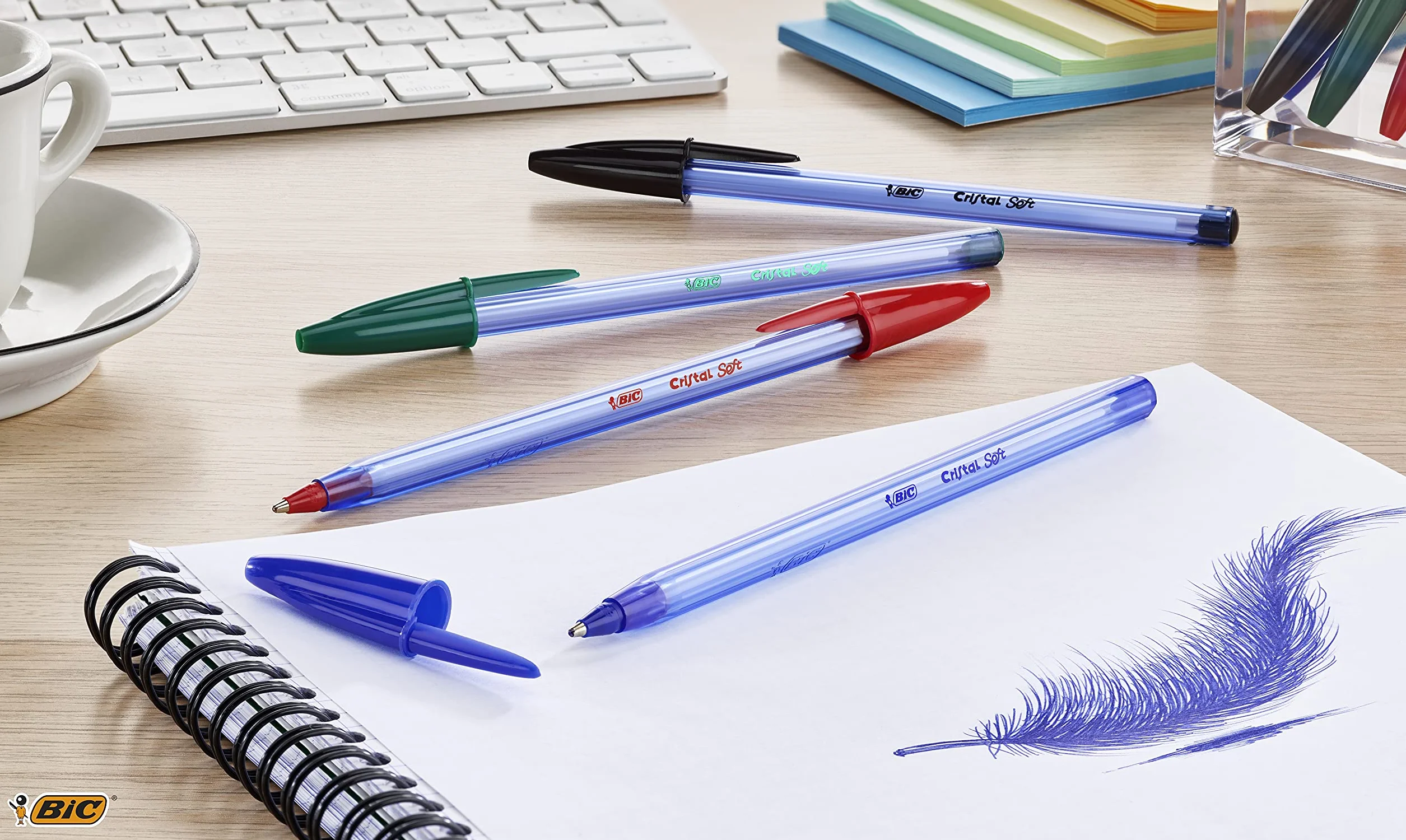 BIC Cristal Soft Bolígrafos Punta Media 1,2 mm Azul Caja 10