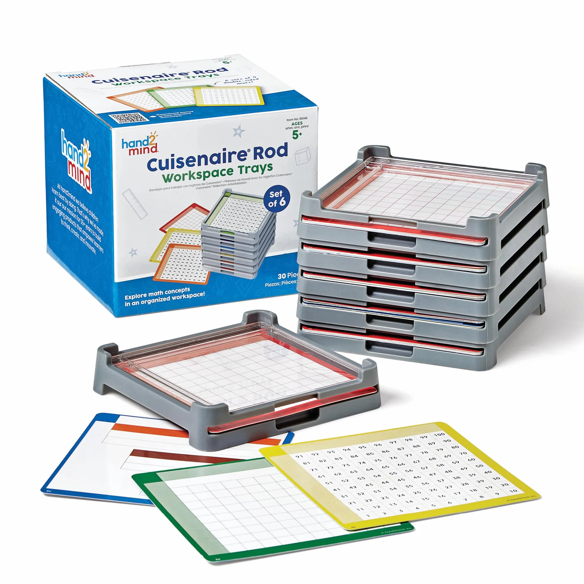 Learning Resources Juego de 6 bandejas de varillas Cuisenaire, 5+, bandejas y tapetes de actividades