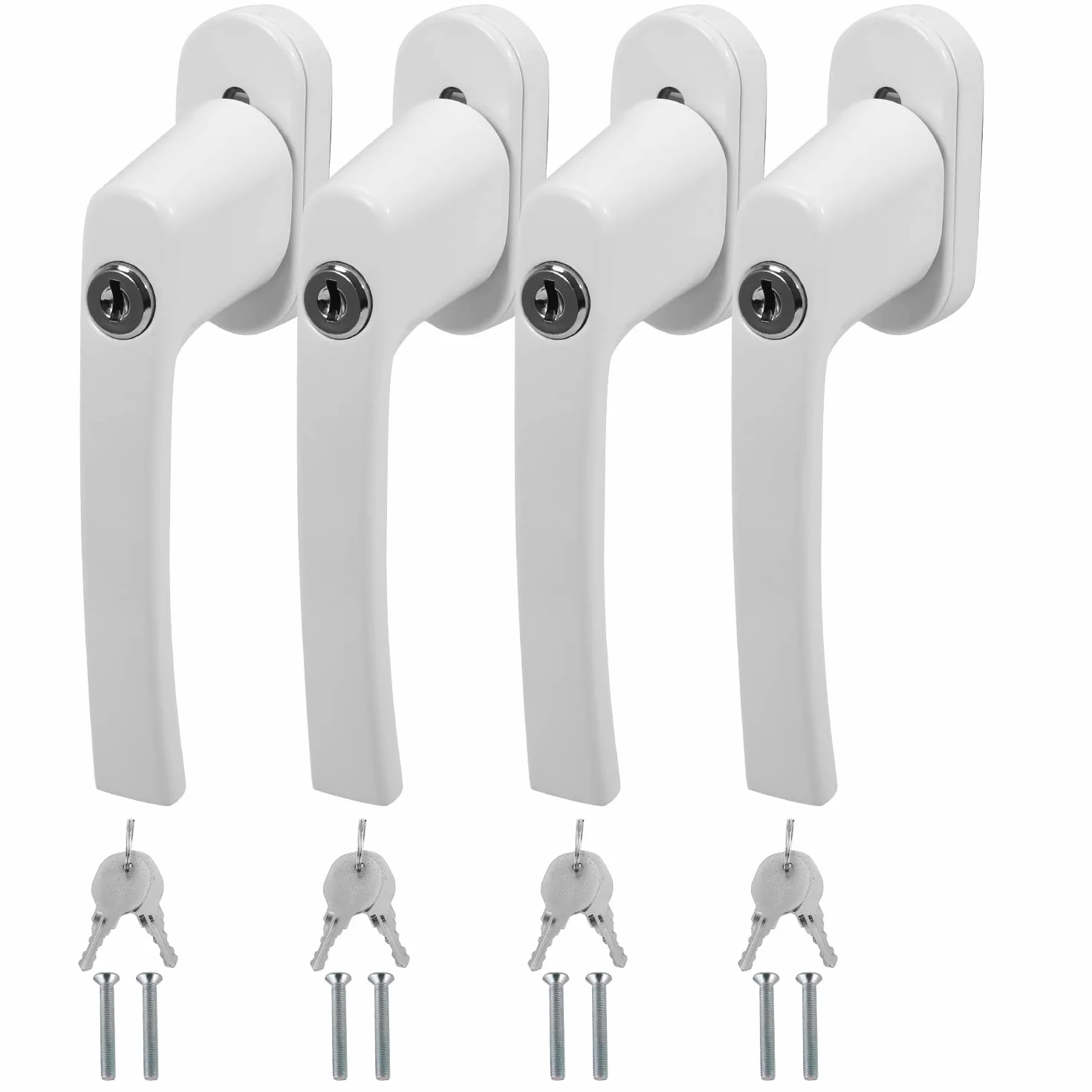 Sonnewelt 4 tiradores de seguridad para ventana con cerradura, aluminio, seguridad infantil con cerradura de 35 mm de longitud, cierre con llave, mango de ventana blanco