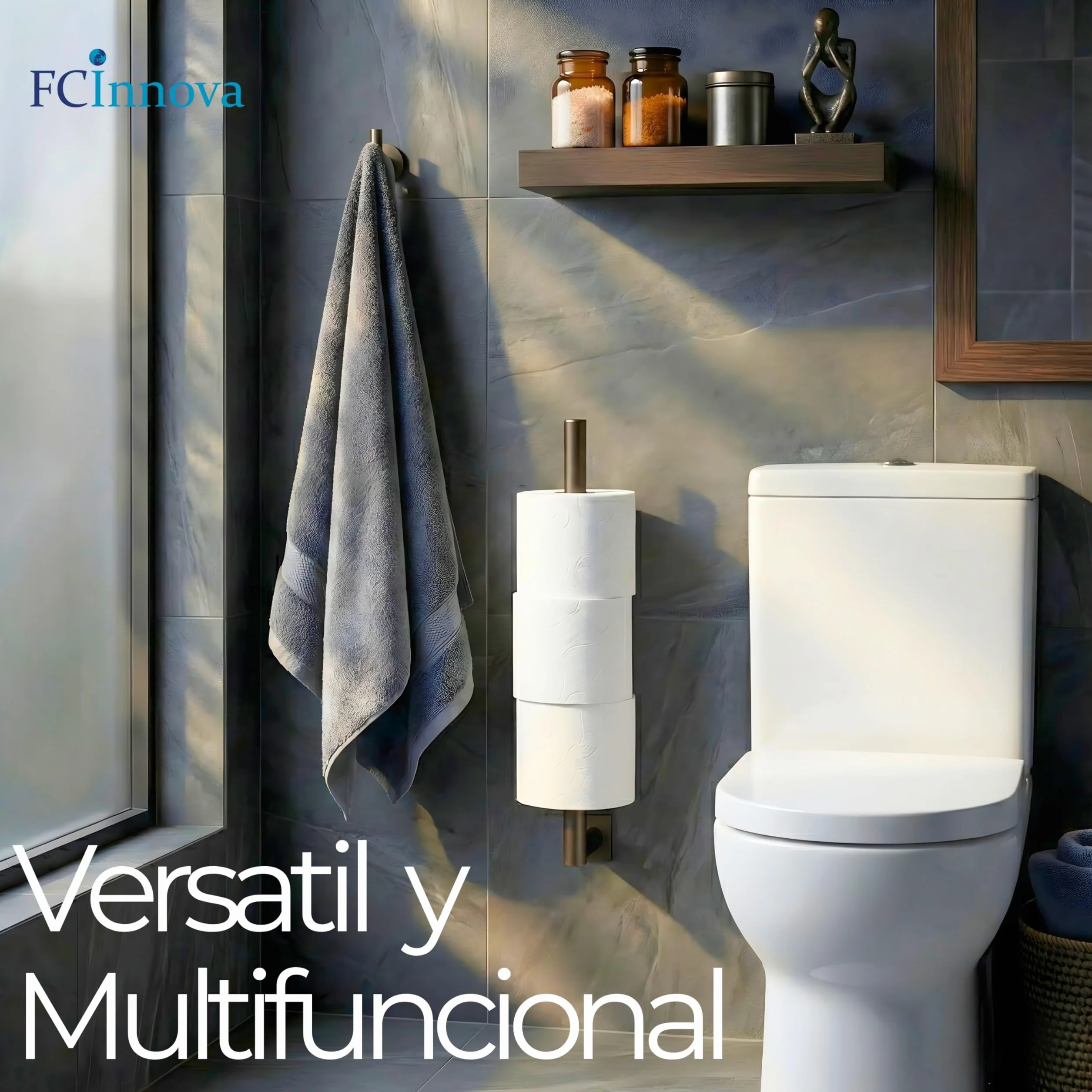 Toallero Adhesivo Baño sin Taladro Negro Mate de 43cm Fabricado en Acero Inoxidable 304 Resistente a la Humedad y al oxido Toallero sin Taladro de Facil Instalación y Fuerte fiajación Adhesiva 3M