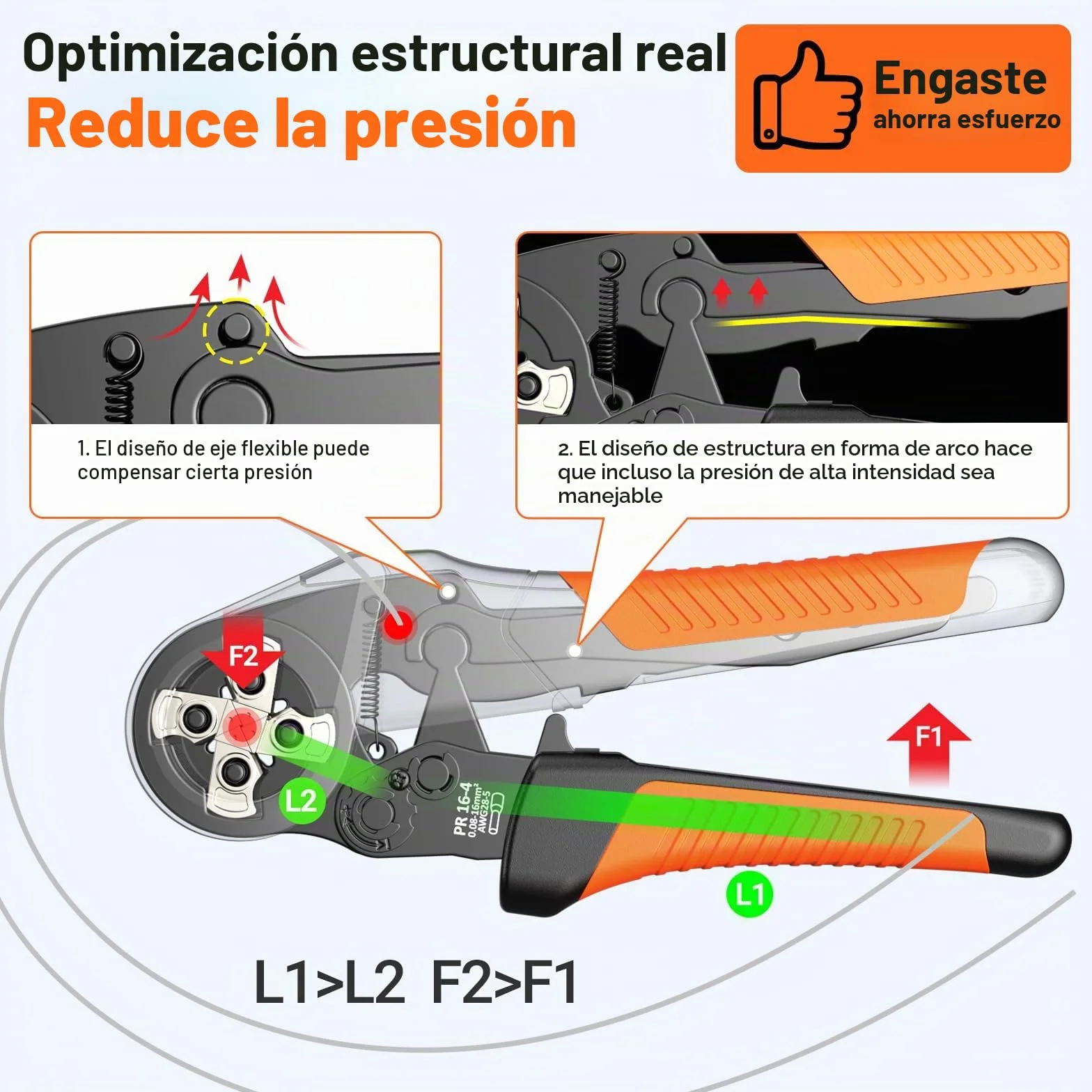 Preciva Crimpadora Terminales Electricos 0,08-16 mm² con Terminal de 1300 con un solo cable y dos cables, Juego de alicates de corte, ajustables, para la industria, Alicates de corte bricolaje