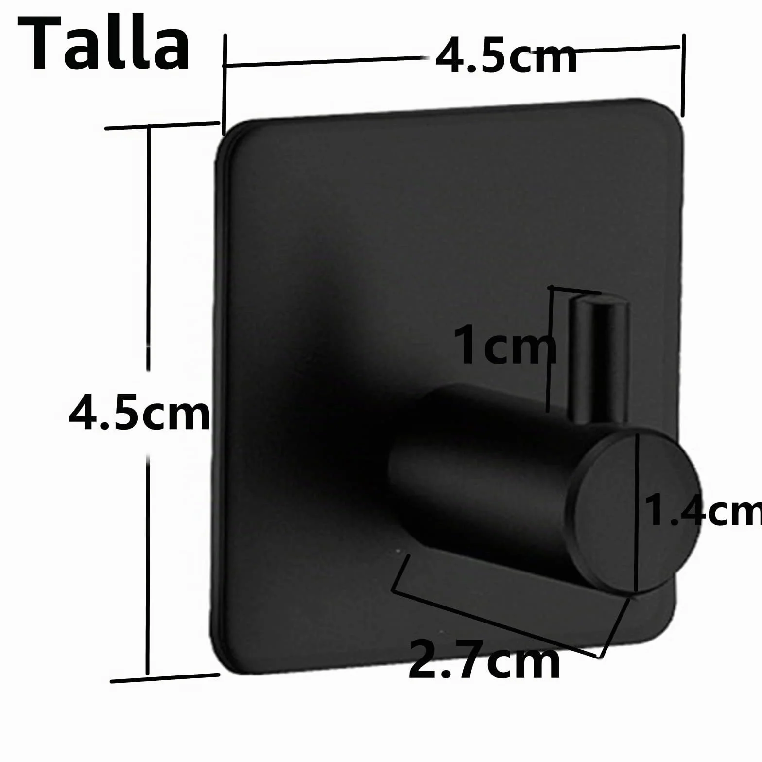 Ganchos para toallas, 6 unidades, autoadhesivos, ganchos de pared, sin agujeros, de acero inoxidable, ideal para baño, baño, cocina, oficina,negro