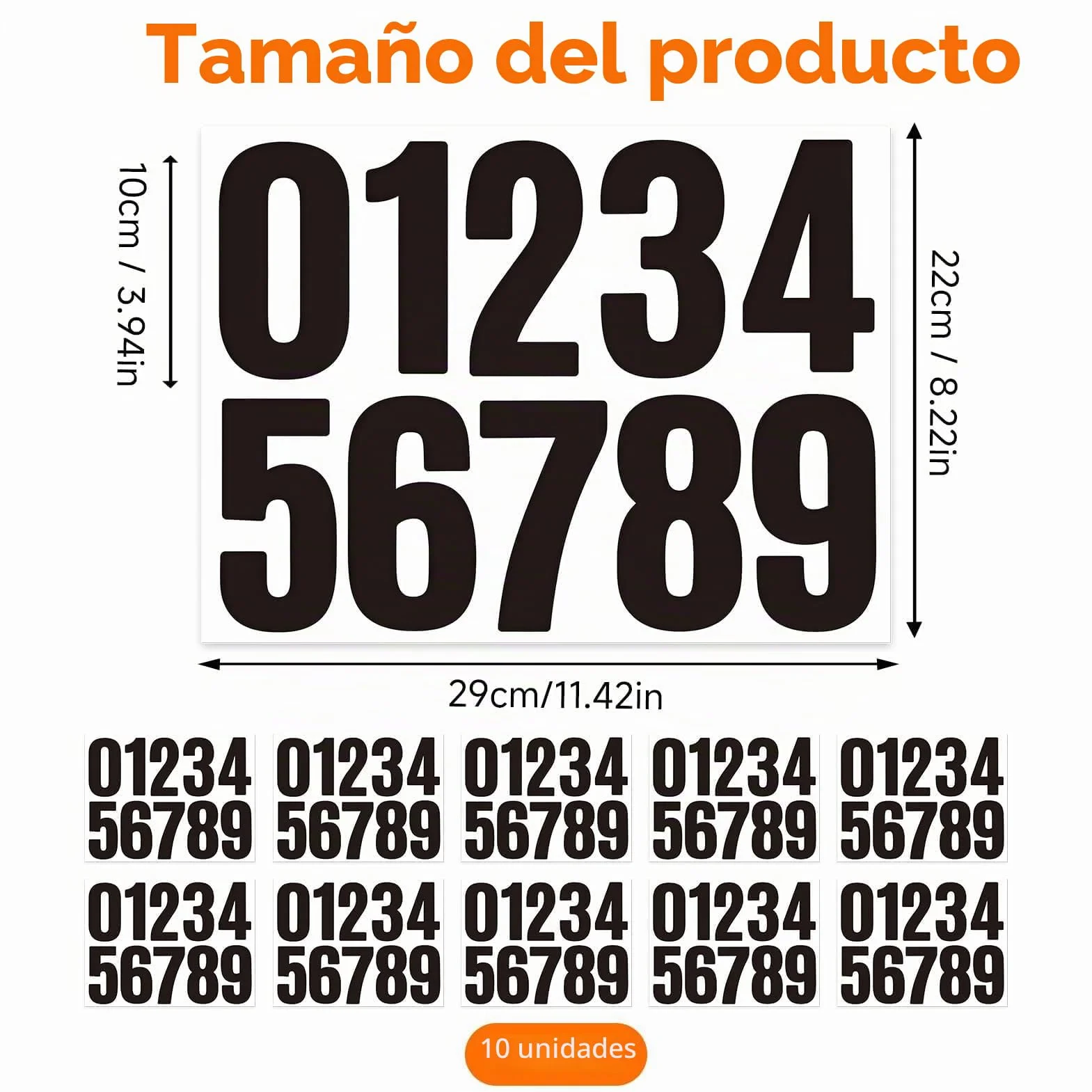 100 pcs Números Adhesivos Grandes, 10 cm, Pegatinas de Números para Casa y Exterior, Calcomanías de Números Negros para Puertas, Ventanas y Coches, Numeración Exterior Duradera