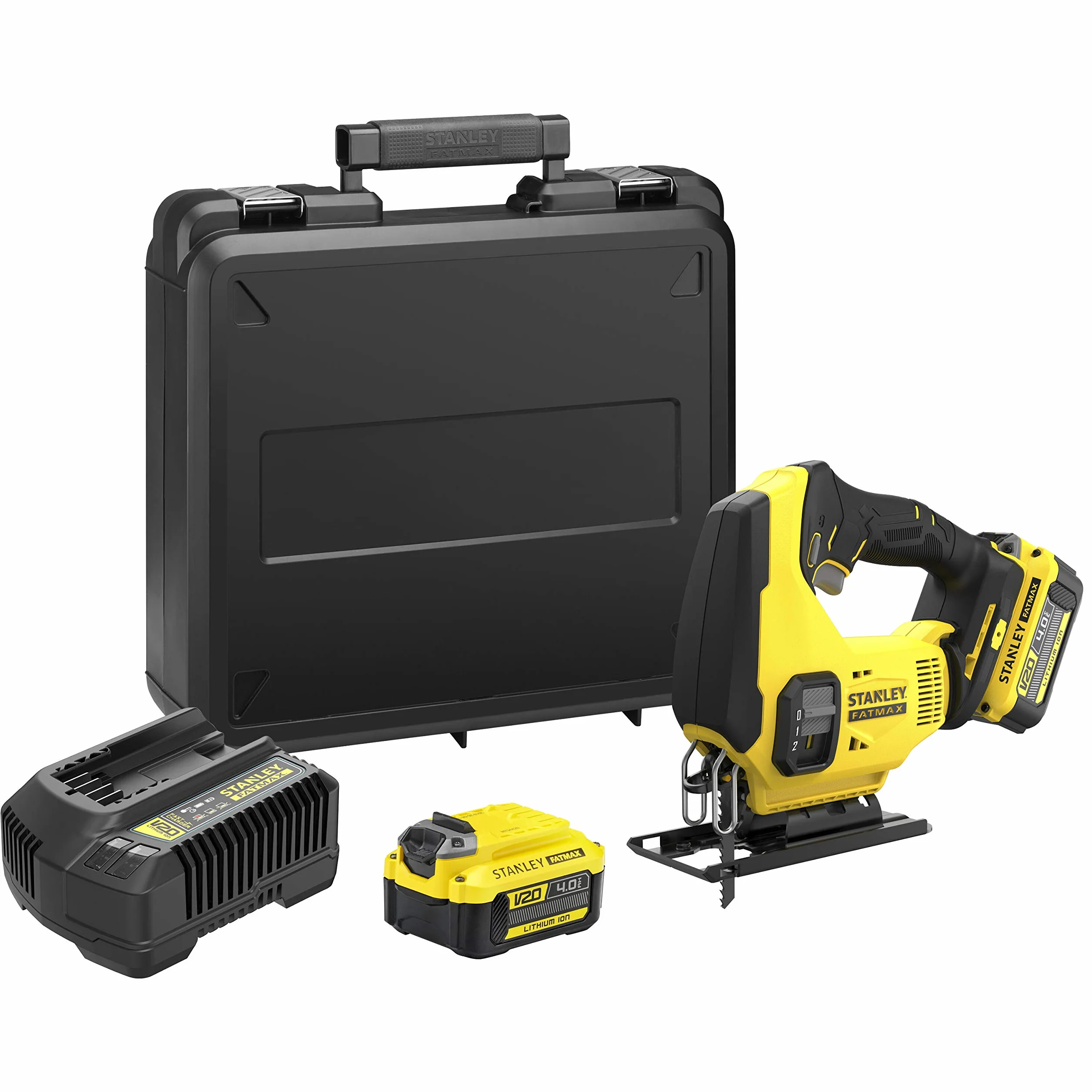 STANLEY FATMAX SFMCS600M2K-QW - SIERRA DE CALAR V20 LI-ION 18V CON 2 BATERÍAS 4Ah, CARGADOR Y MALETÍN