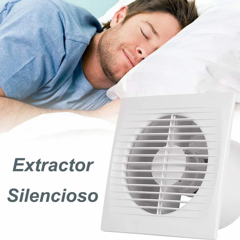 Ventilador Extractor de baño 15W aire 152X152X105H mm Silencioso con válvula anti mosquitera integrada, 98 m3/h,Ideal para baño cocina inodoro oficina