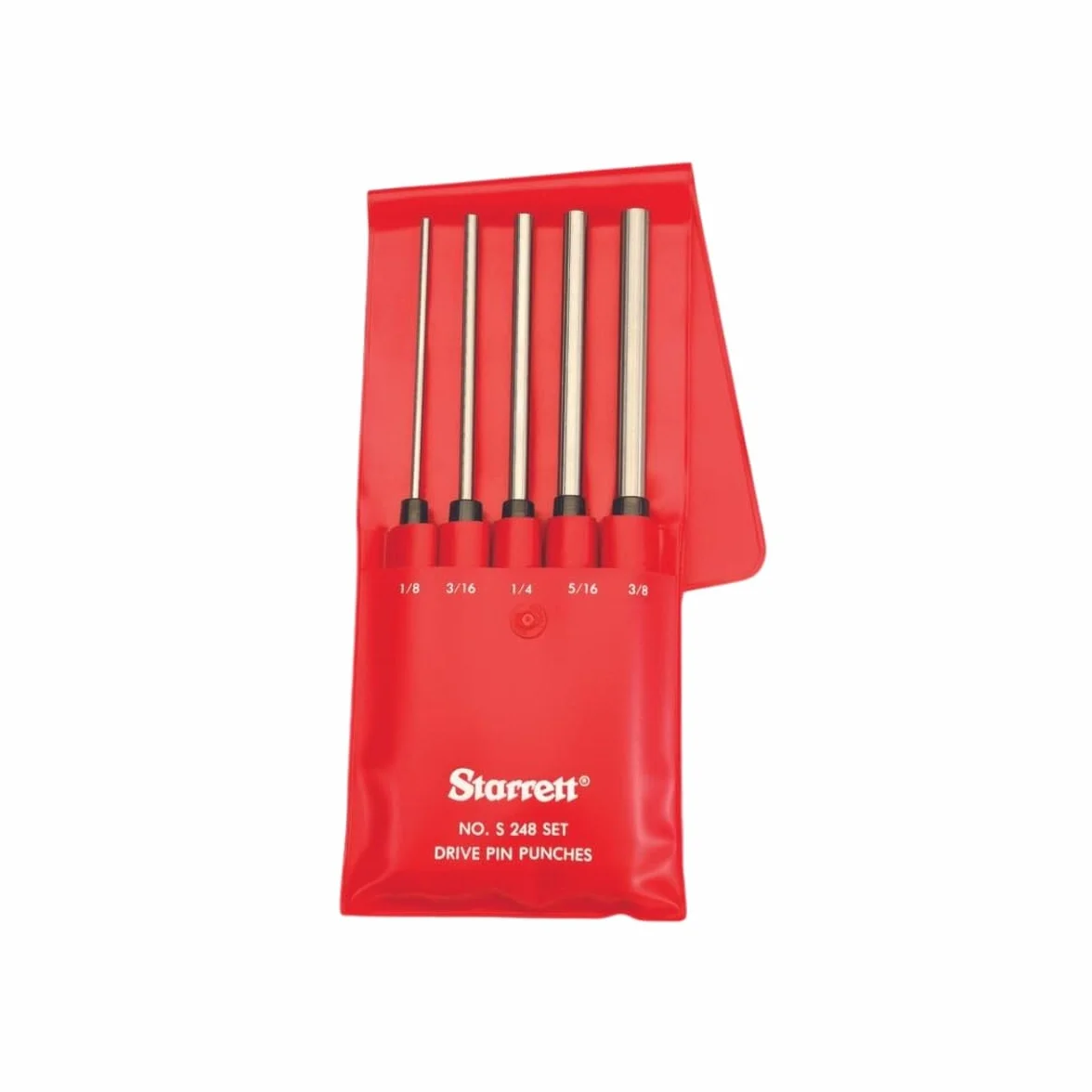 Starrett S248PC - Juego de Punzones de Impulsión de Longitud Extendida, Diámetros 1/8"-3/8", Longitud Total 8", Clavija 3-1/2"