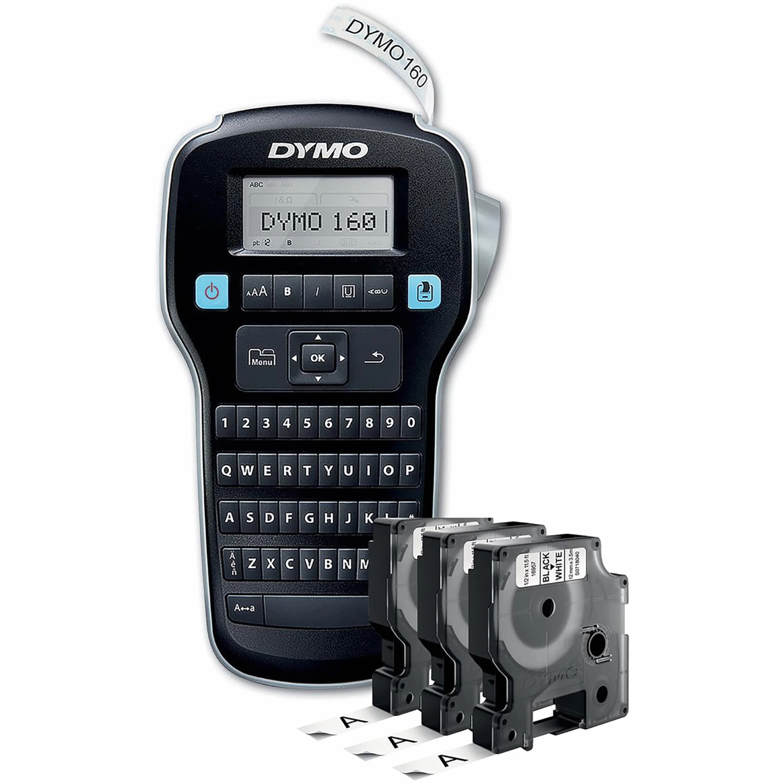 DYMO LabelManager 160 Kit de Iniciación Etiquetadora Portátil con 3 Rollos Cinta DYMO D1