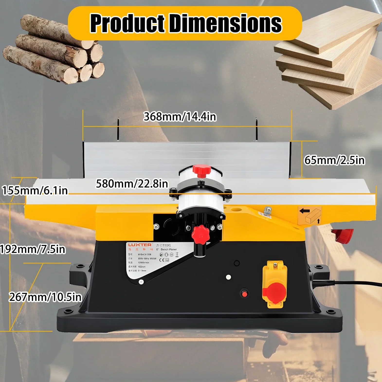 Cepilladora De Sobremesa, Cepilladora EléCtrica Multifuncional De Escritorio para CarpinteríA, 12000 RPM para Corte De Madera De Gran Espesor Planer