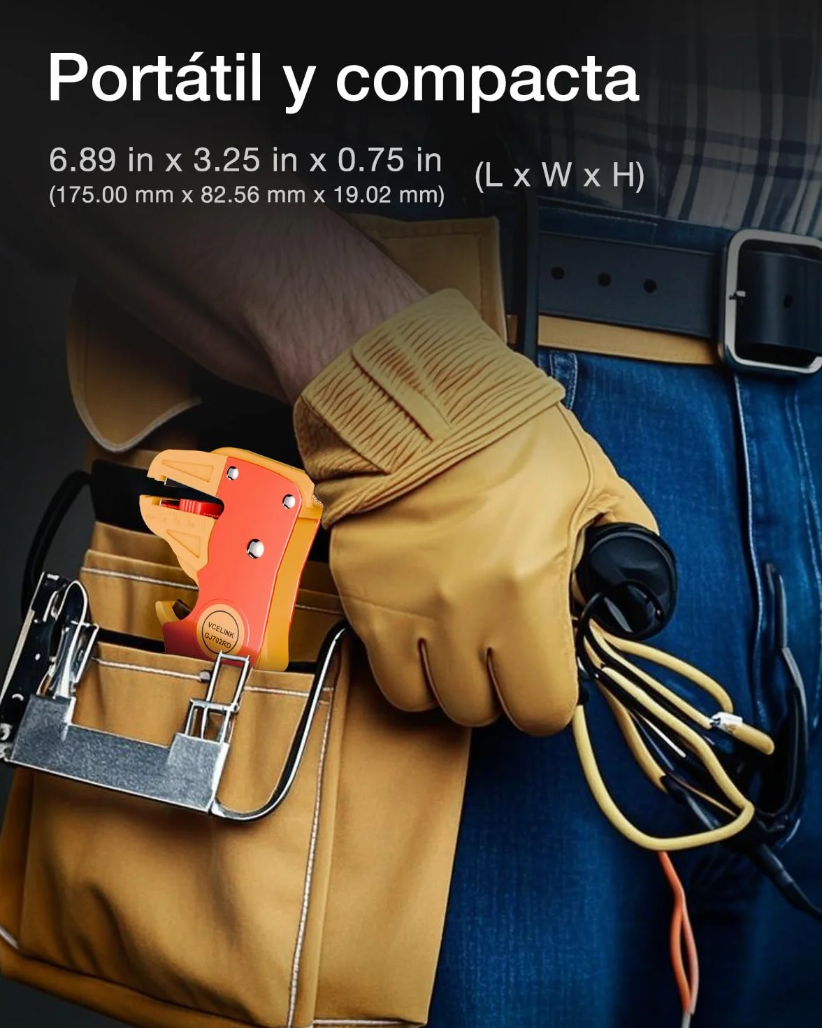 VCELINK Pelacables Automático, 2-en-1 Pelacables Multifuncional de Ajuste Desmontaje del Alambre 0,2-6mm² para Pelar y Cortar Cables