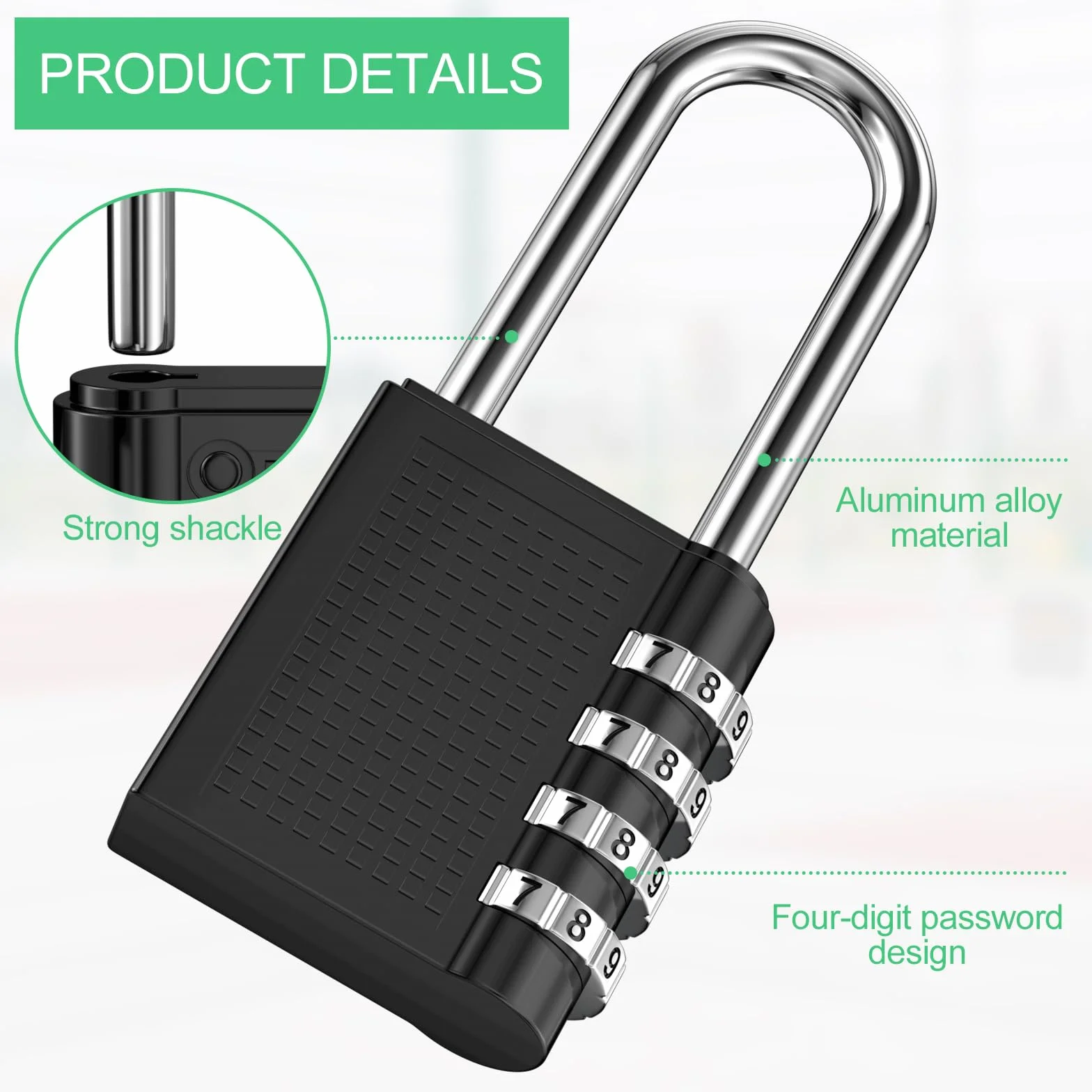 Newpop Candado de combinación de 4 dígitos, para gimnasio, con código reseteable, 2 unidades