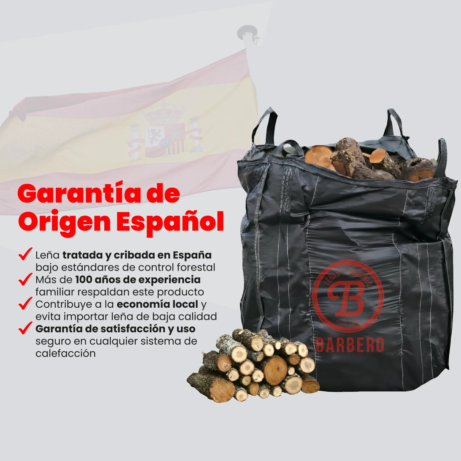 Leña Encina Big Bag 600kg Madera Dura Natural Alta Densidad Calor Intenso Combustión Lenta Ideal Chimenea Estufa Caldera Restaurantes Casas Rurales Bajo Humedad Entrega Volumen Fuego Constante