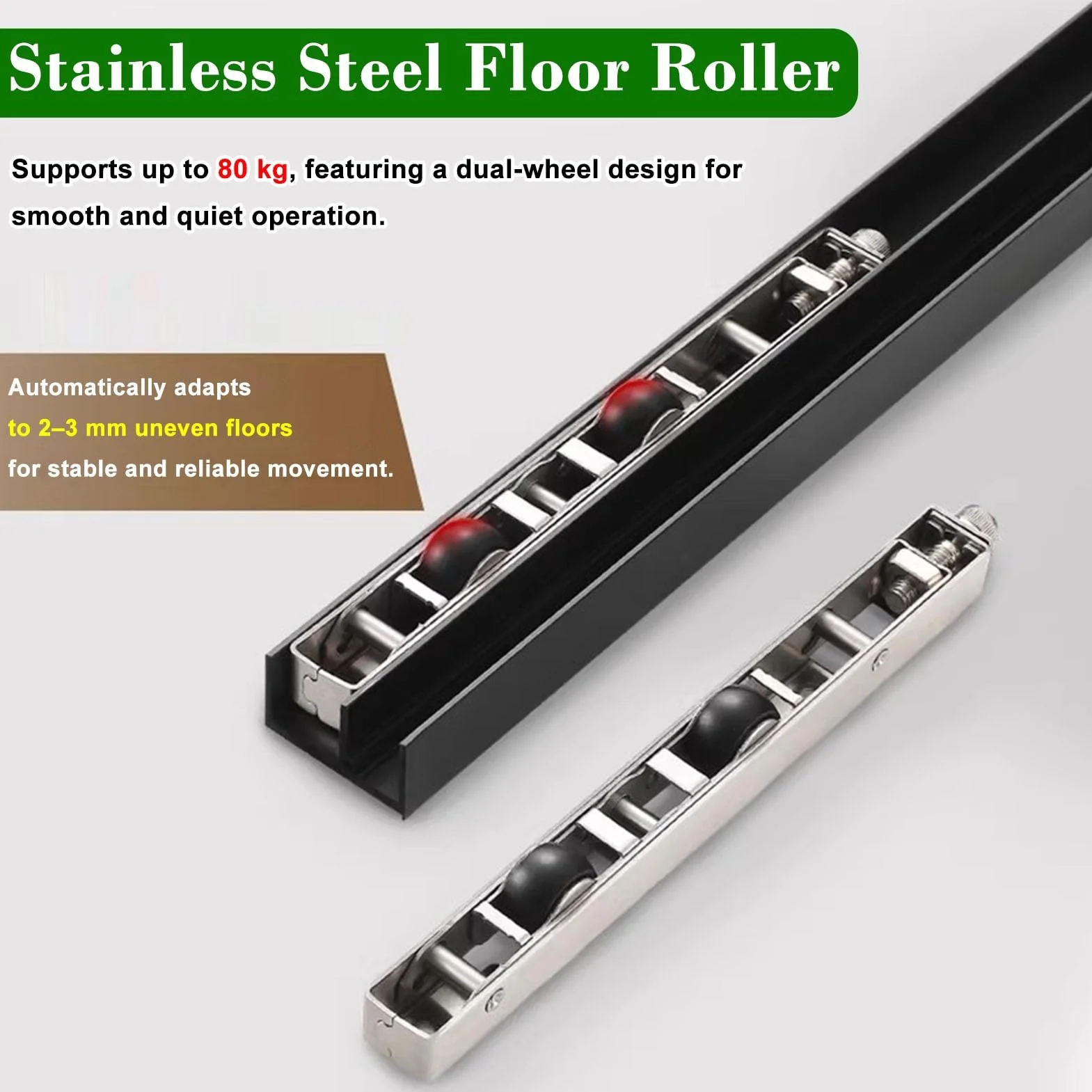 Kit Puerta Corredera Herrajes para Puerta Corredera Invisible Sin Riel, Riel Oculto con Cierre Suave para Efecto de Puerta Flotante, Riel de Puerta de Aluminio Negro(72cm(28.3in))