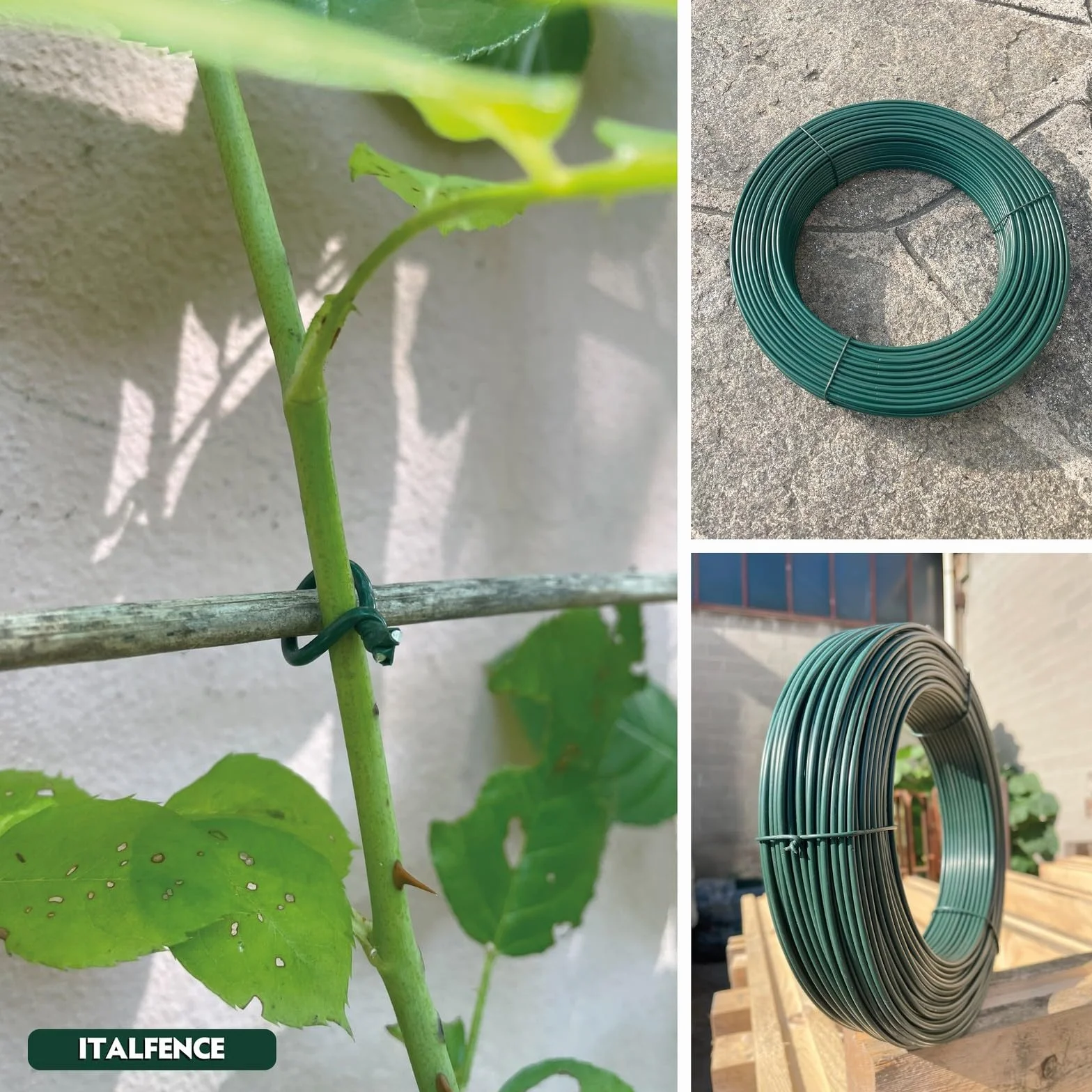 Alambre de hierro plastificado verde para cercados, 100 metros [Ø1,80mm]