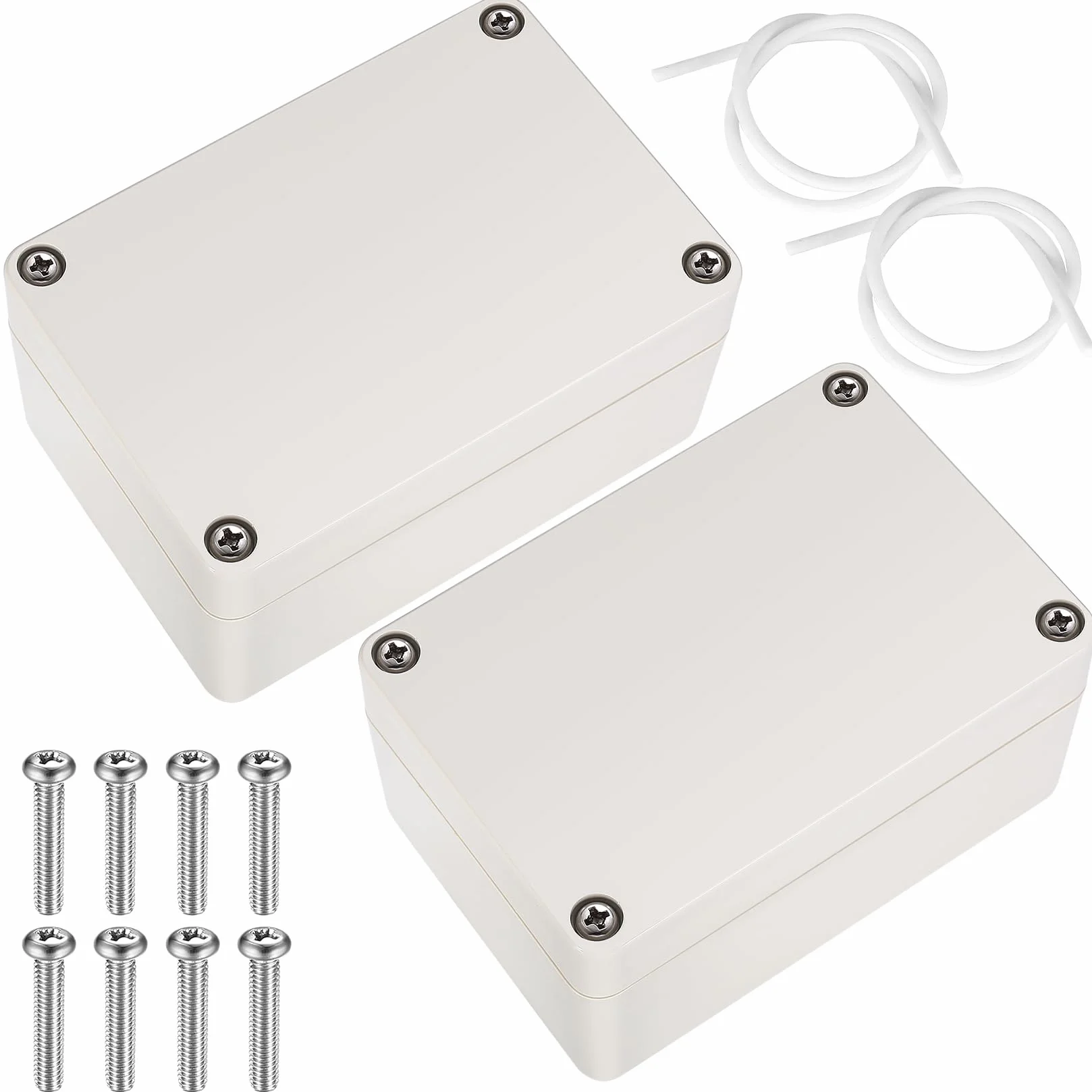 2 Piezas Cajas de Conexiones, Caja de Derivación Estanca Exterior Electricas, Cajas de Proyectos Electrónica Plástico, Conexiones Cables Electricos Estancos (100X68X50MM, Blanco grisáceo)