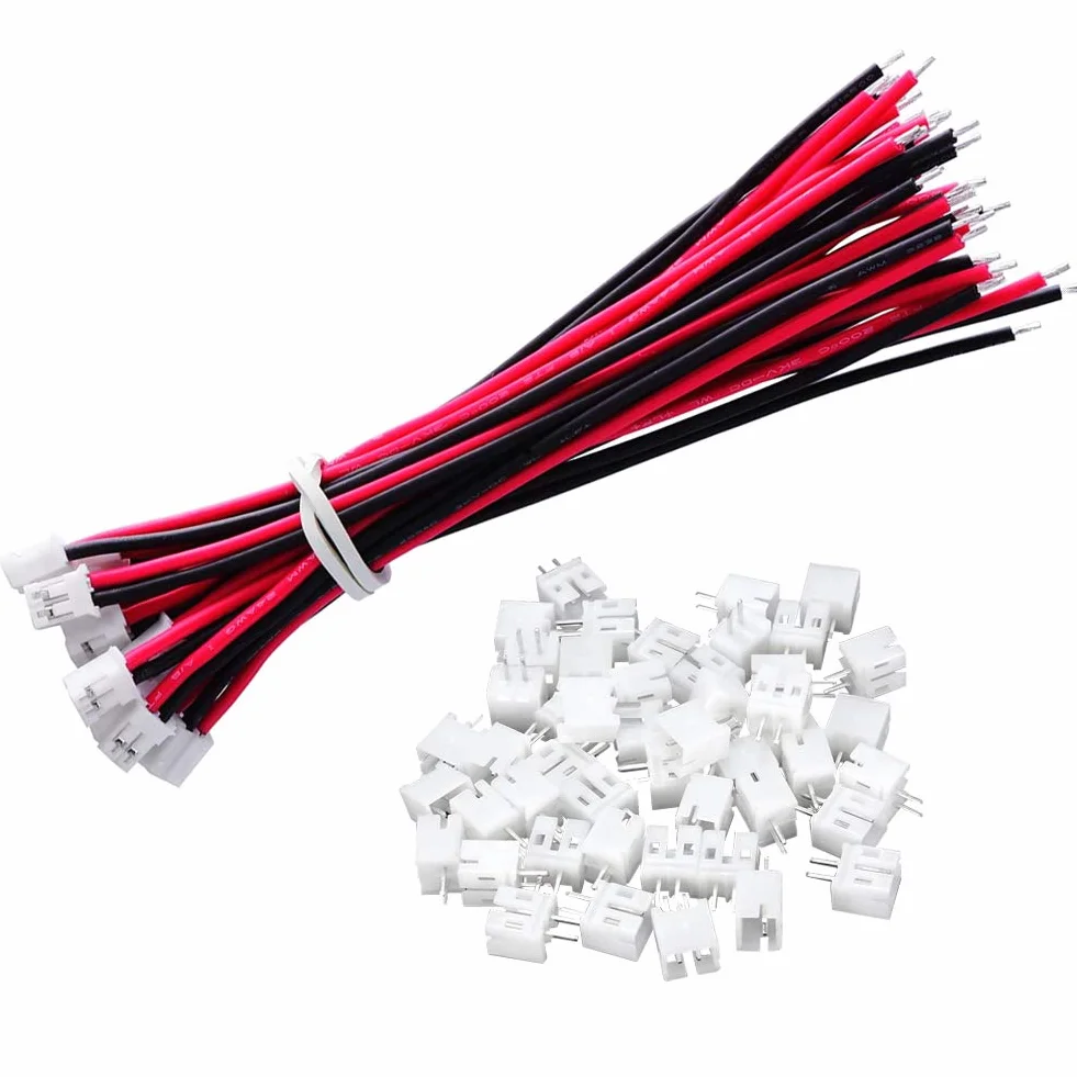 YIXISI 20 Pares Micro Conector JST-PH 2.0 2-Pines Enchufe Macho y Cable 10cm
