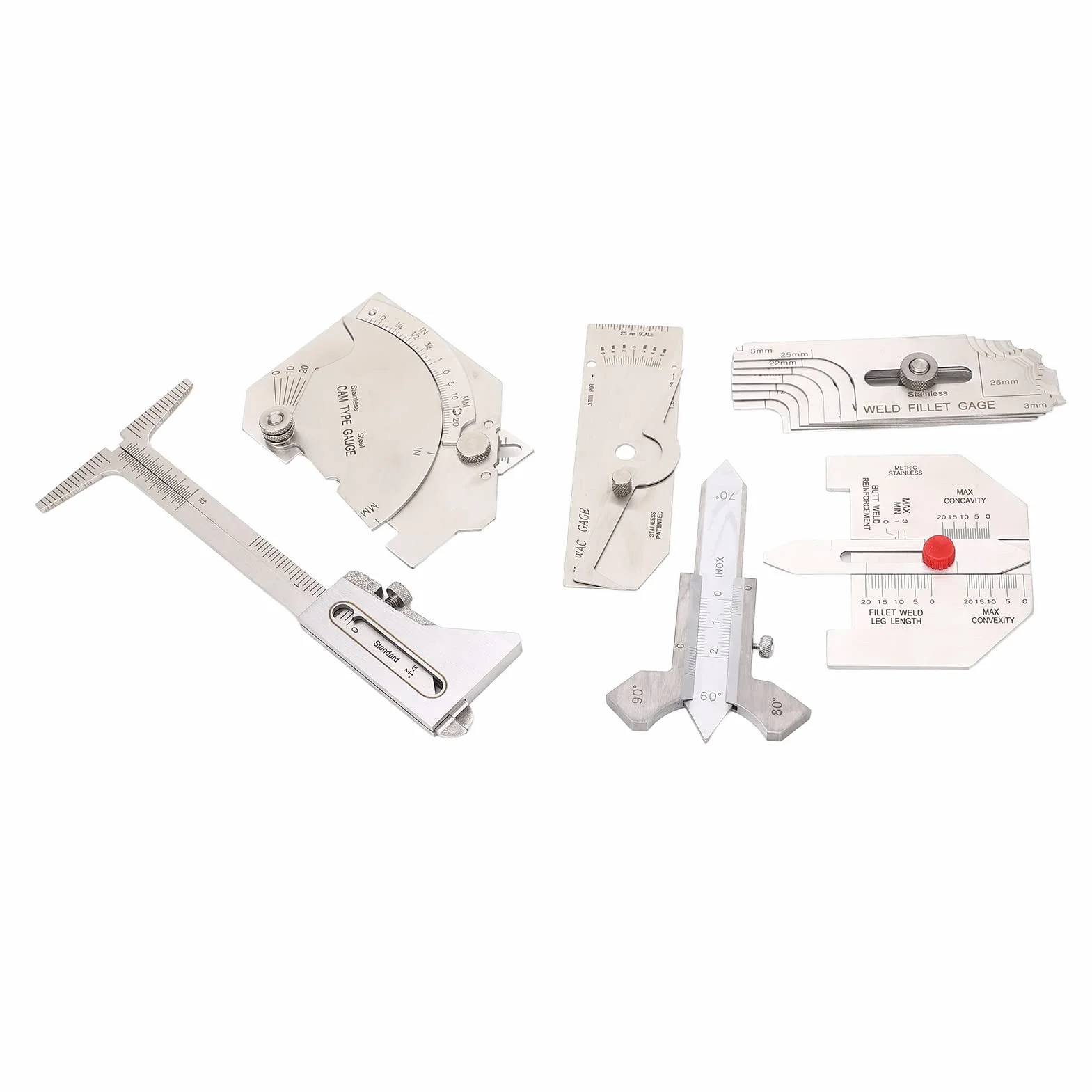 Kit de regalo de herramientas de soldadura con 6 piezas de calibre de soldadura de precisión, medidor de calibre para porosidad, pack de regalo profesional.