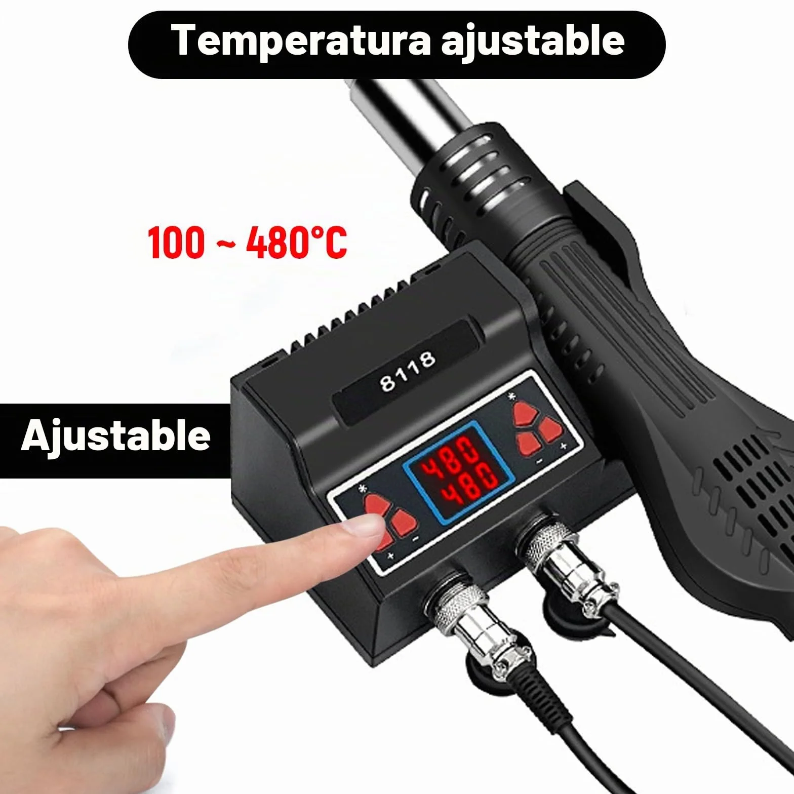 Estación de soldadura de aire caliente 2 en 1, kit de estación | soldadura digital LED de 700W con 5 puntas de soldadura adicionales y 3 boquillas de aire caliente, estación de retrabajo