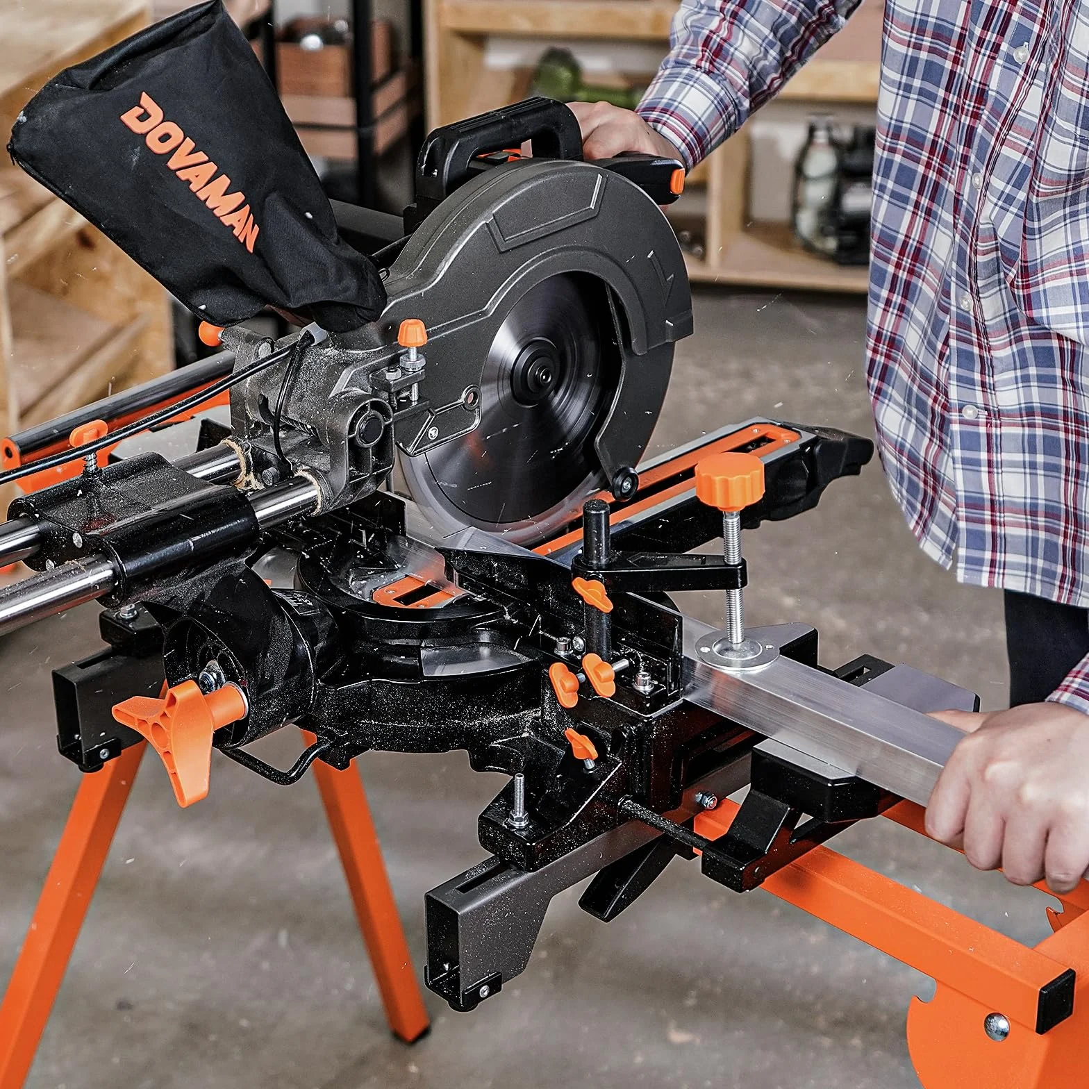 DOVAMAN MS01A Soporte para Ingletadoras 150 kg Carril Deslizante 1980 mm Plegado Rápido