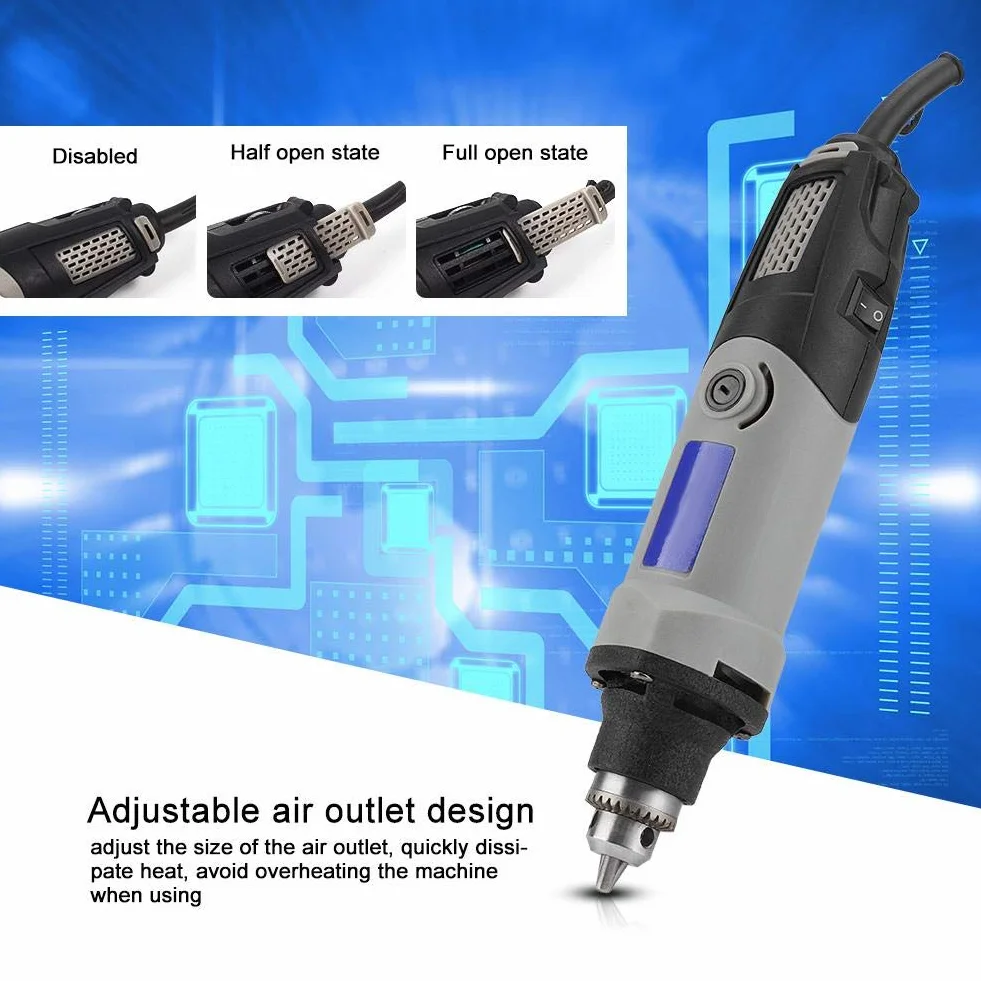 Amoladora Eléctrica Acouto, Mini Amoladora, 400 Vatios, 6 Velocidades Variables, Taladro Eléctrico 6 Posiciones, Herramienta Rotativa