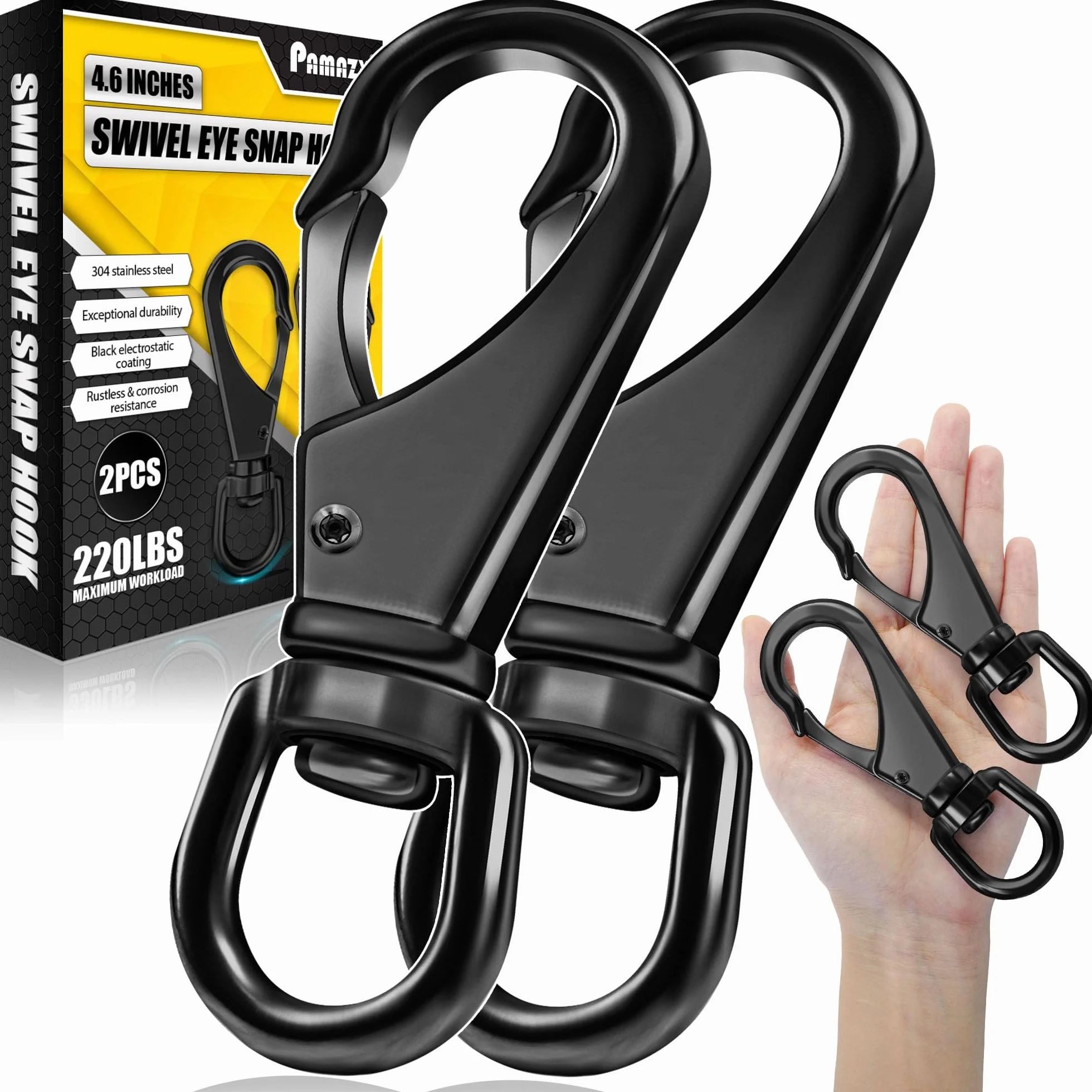 [Extra resistente] 2 broches giratorios de acero inoxidable de 4.6 pulgadas, capacidad de 220 libras, clips giratorios multiusos, ideales para marinos, deportes, equipajes, mascotas, columpios,