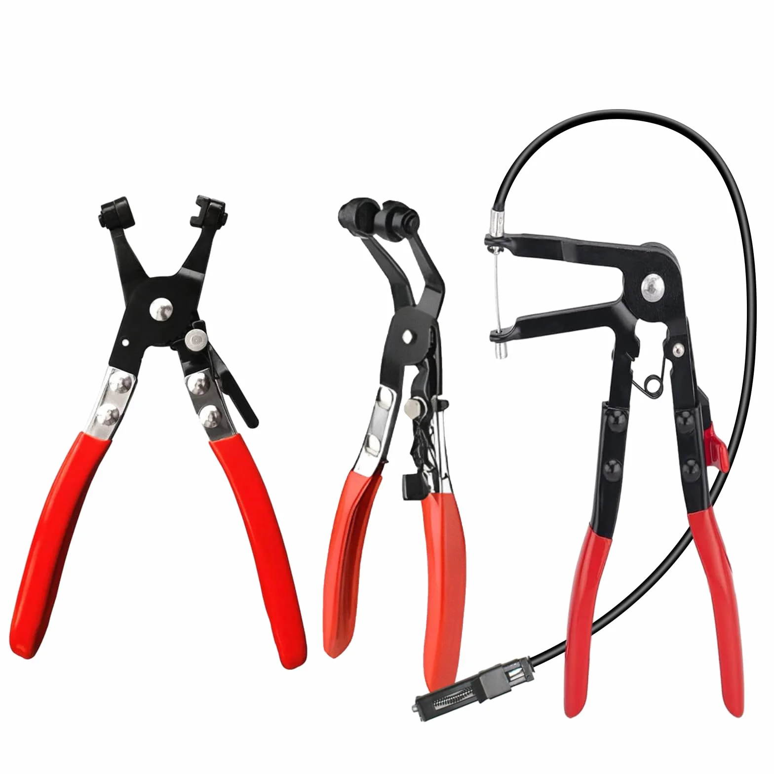 3 Piezas Alicates Abrazaderas Coche, Juego Alicates para Abrazaderas de Manguera con Cuello Recto, alicates circlip con Banda de Resorte con Eje de Alambre, Alicates Abrazaderas de Manguera con Bisel