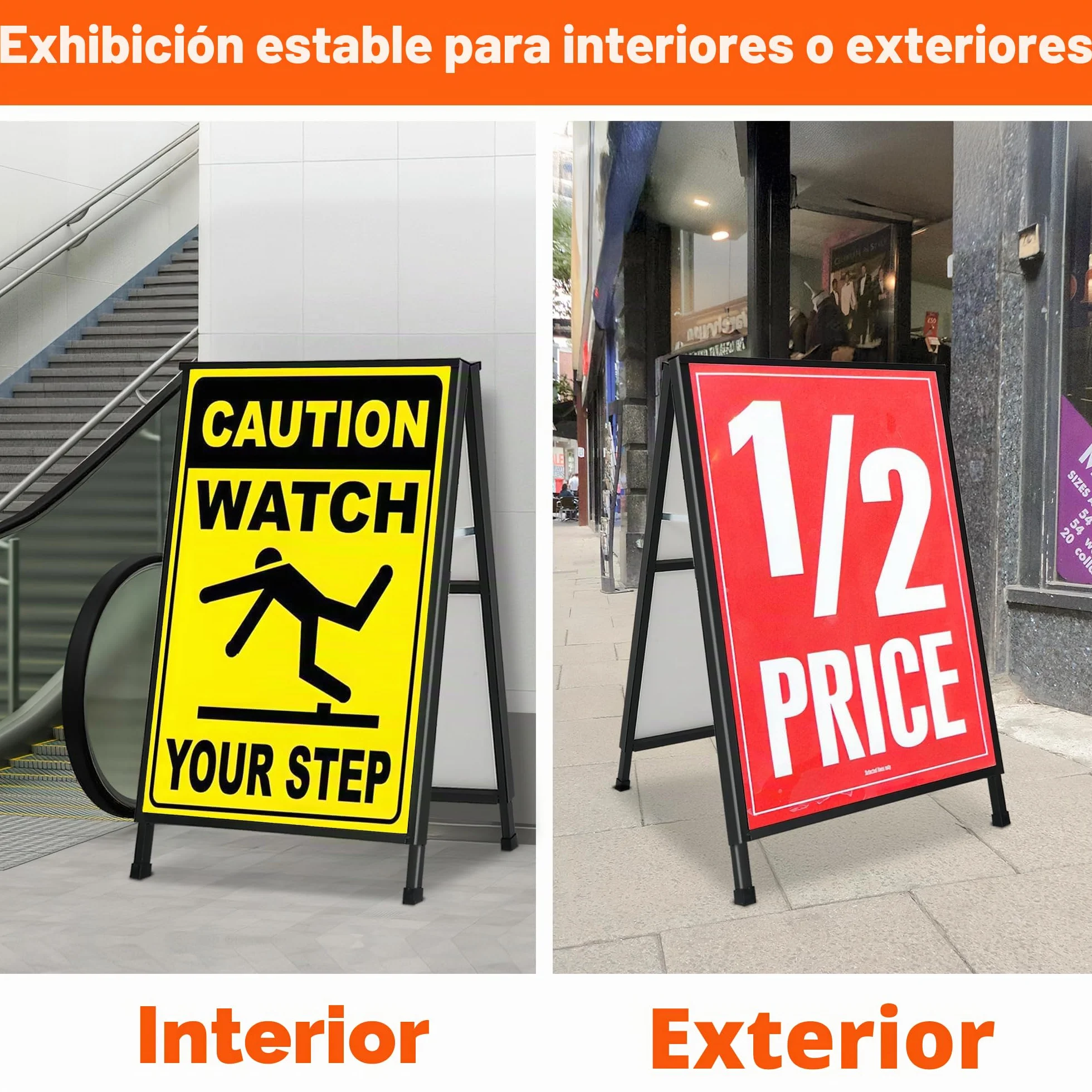 Marco de letrero de pavimento A1 A-Board doble cara, soporte de póster resistente con hojas de plástico corrugado para publicidad exterior