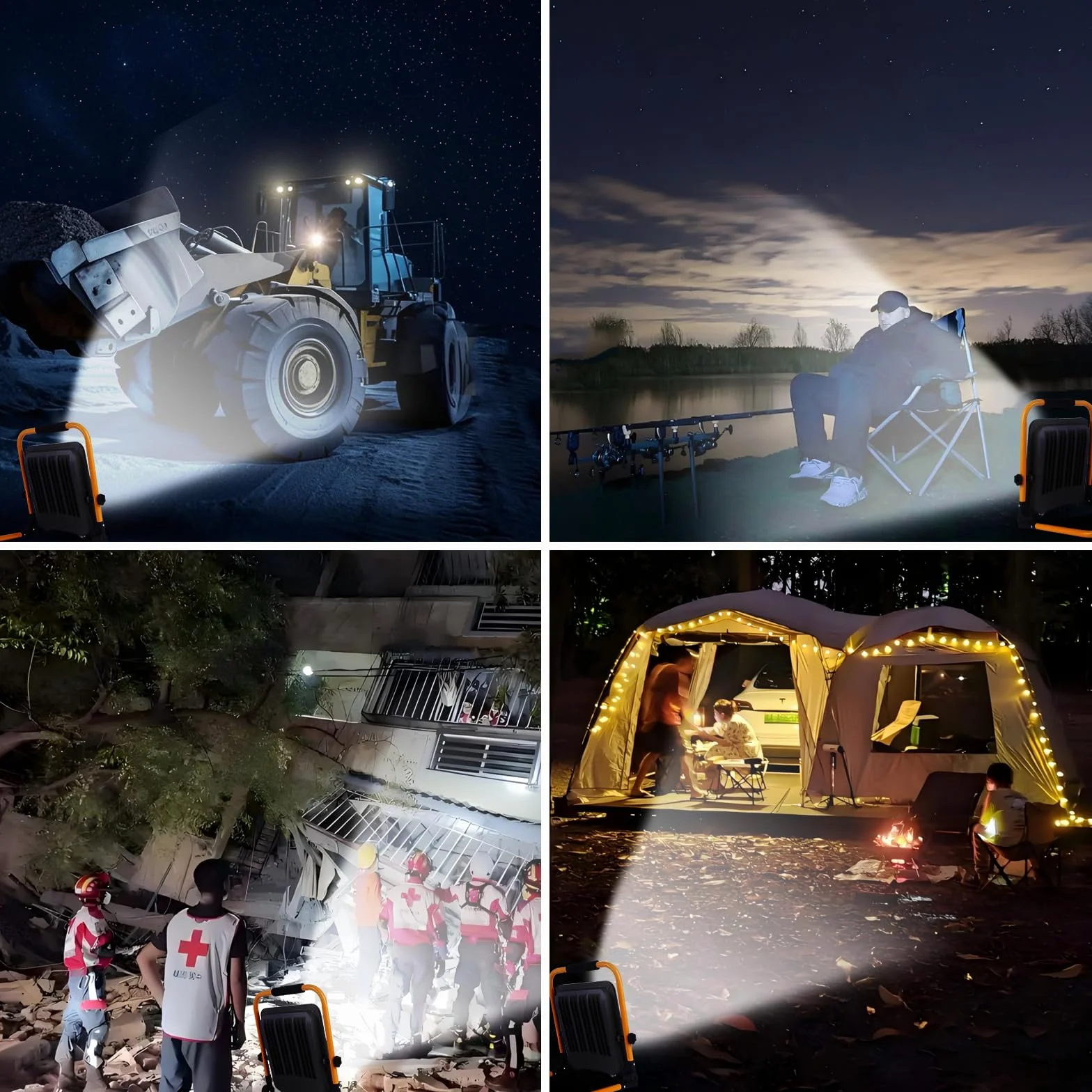 Foco de Trabajo LED 50W 6000K con Enchufe Europeo Portátil para Obra