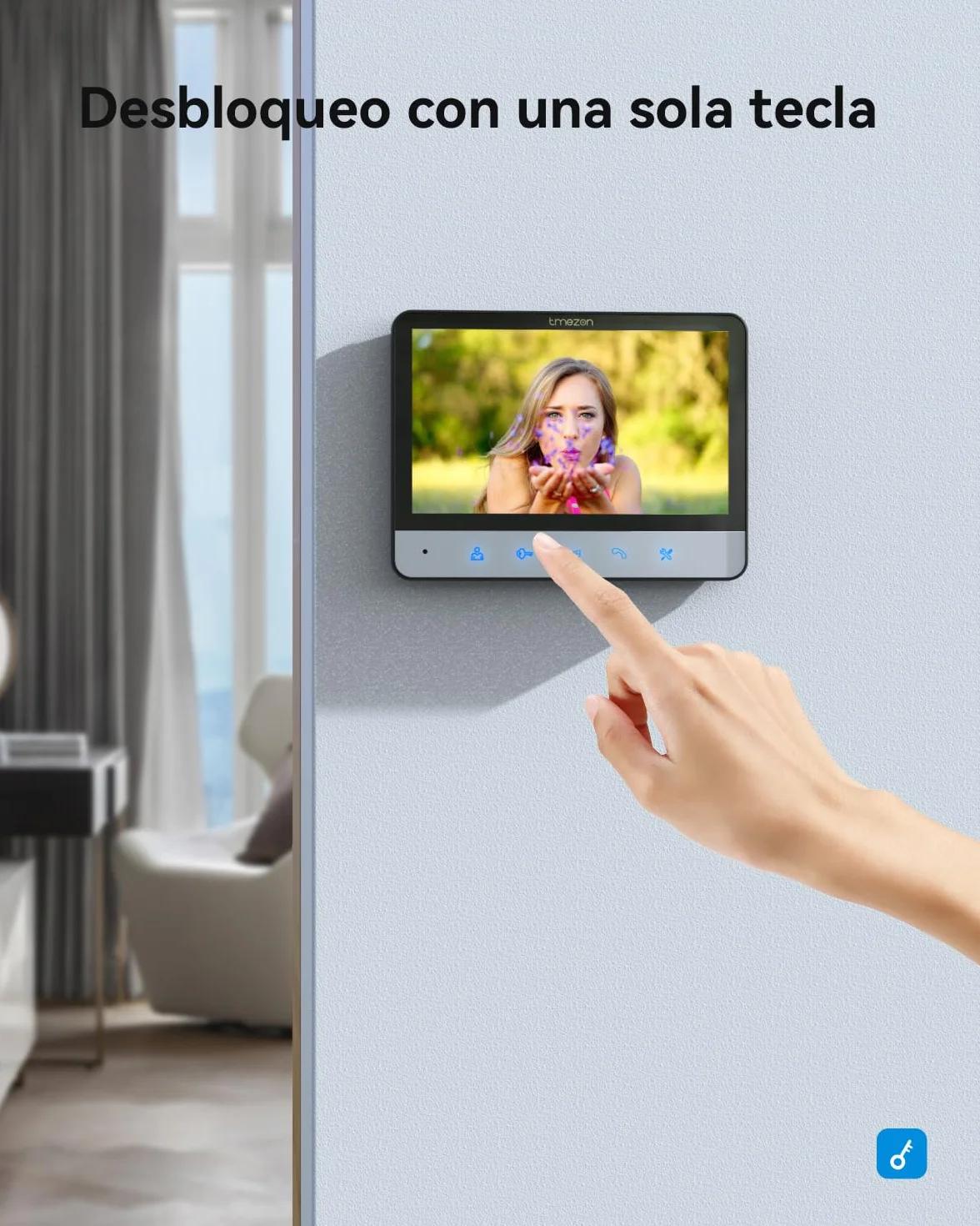 TMEZON Videoportero 4 Hilos,Timbre Video Sistema de intercomunicación con 7 zoll Monitor y Timbre con Cable,Vista en Vivo y conversación, Desbloqueo por Monitor Interior,16 Tonos de Llamada