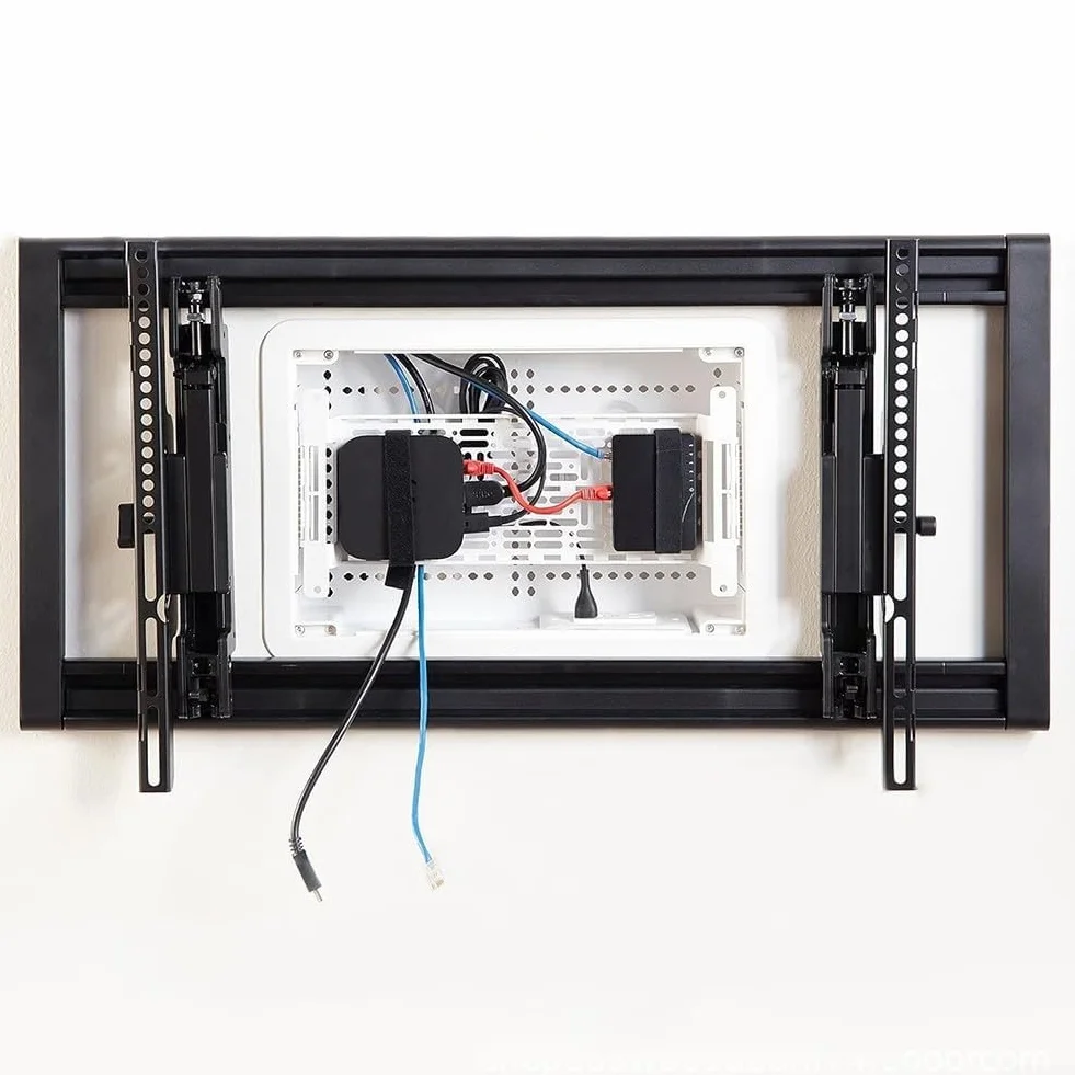 DAZZLEEX Caja de gestión de cables para unidad de TV o medios de pared, organizador de cables y cables de 9 pulgadas empotrable