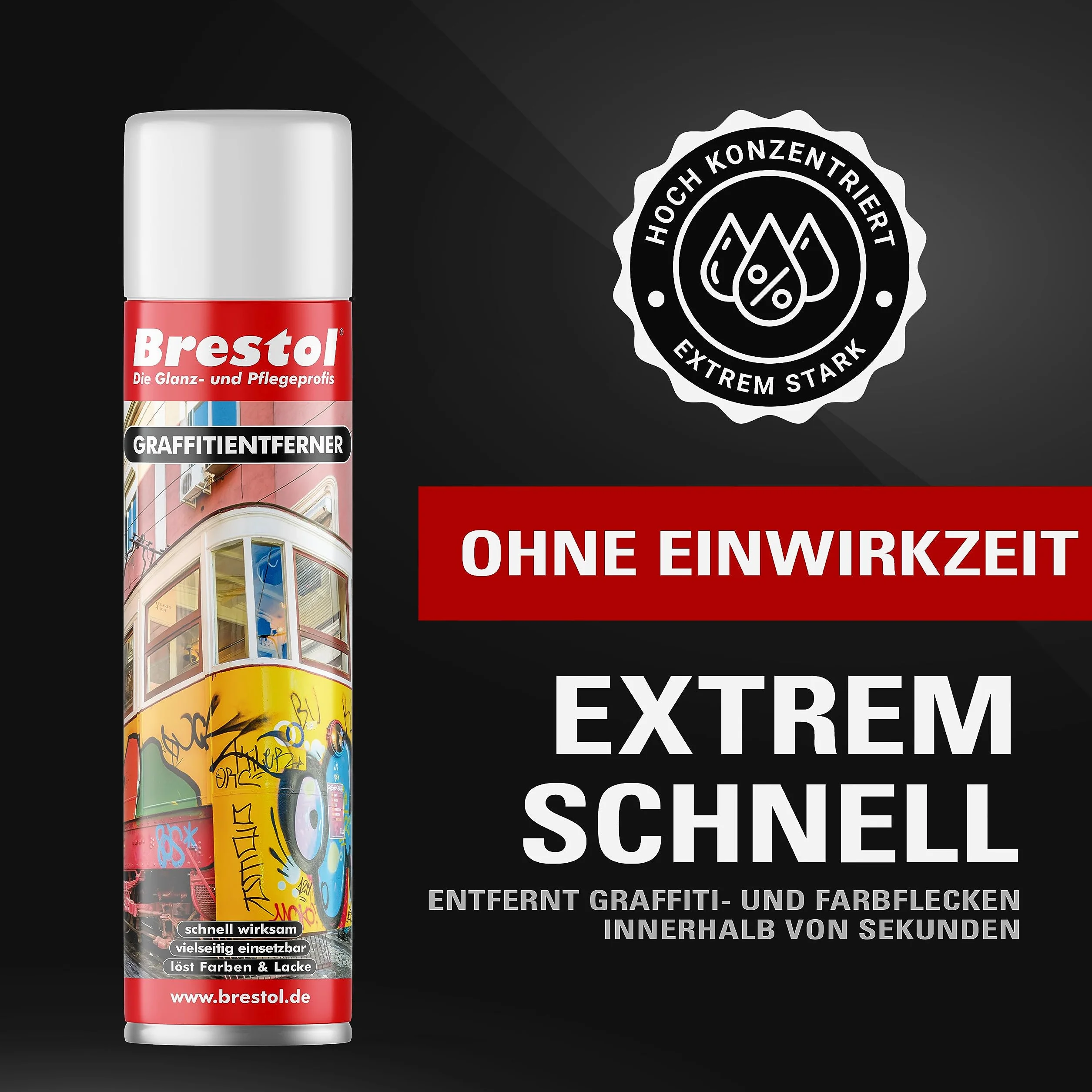 Limpiador de grafito 4 x 400 ml Spray (7589.2) – Decapante de pintura grafitilöser Farbabbeizer Farbentferner Lackentferner Lackentferner Lacklöser Lasurlösmittel Dispersionsmittel AbDecapante BRESTOL