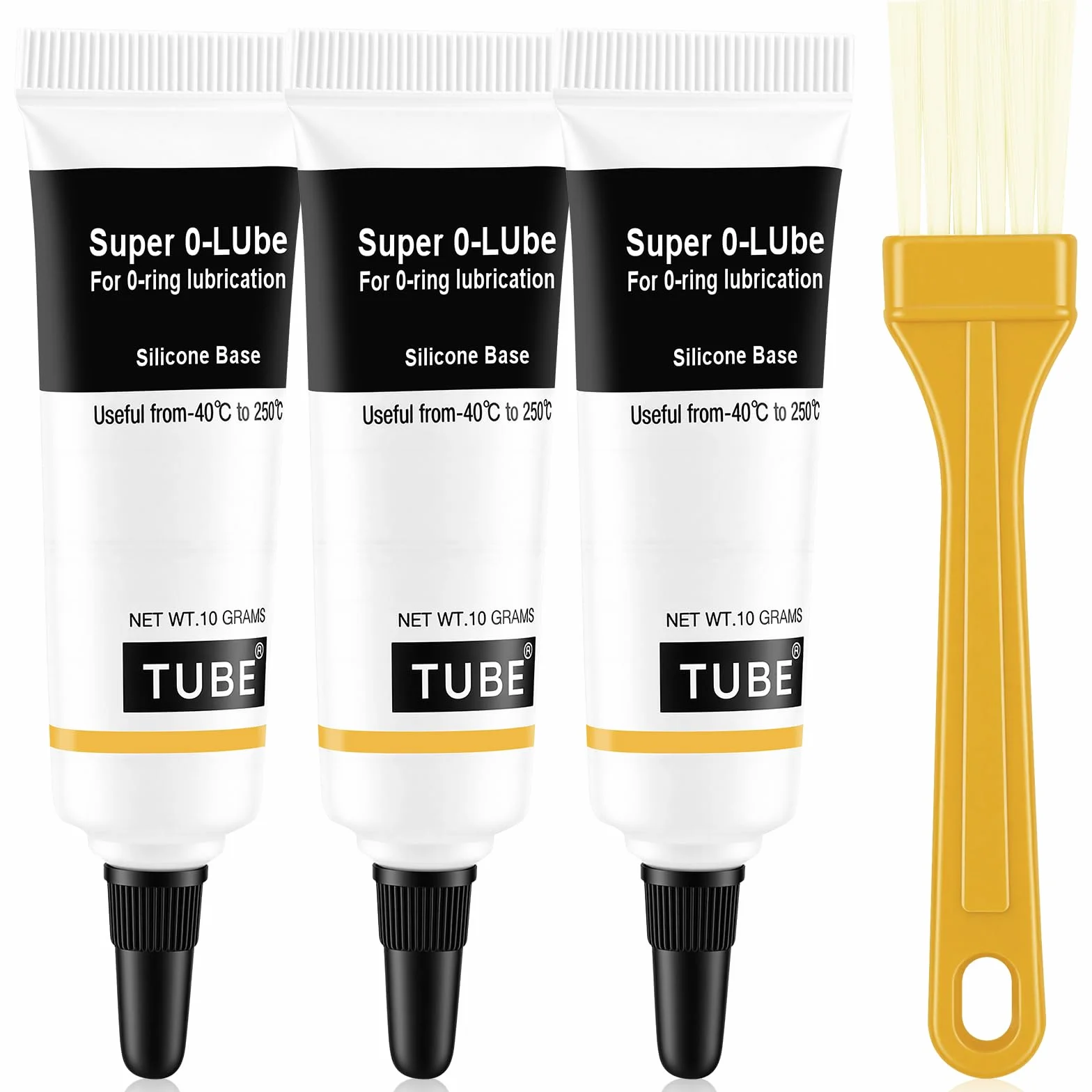 AUAUY 3 Piezas Grasas de Silicona mit Silikonpinsel, Lubricante de Silicona para Juntas Tóricas,Juntas, Lubricación de Máquinas, Equipos de Buceo, Filtros de Agua, Sellador de Válvulas, 10 g, Tubo