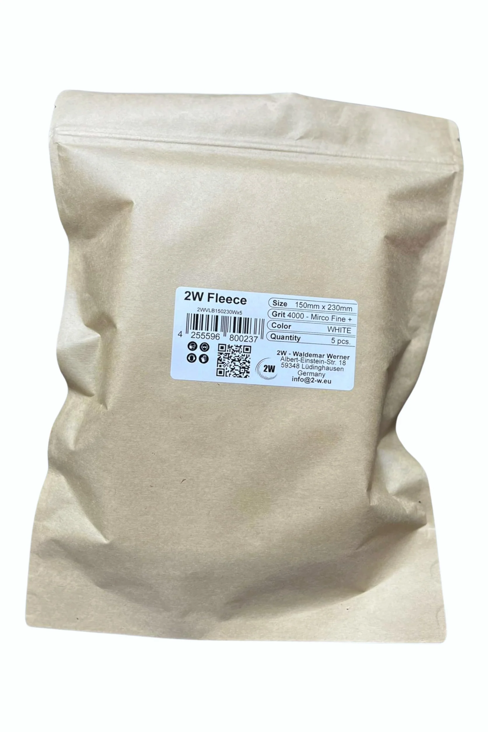 2W P4000 P4000 - Hoja de fieltro abrasivo (150 x 230 mm, 5 unidades), color blanco