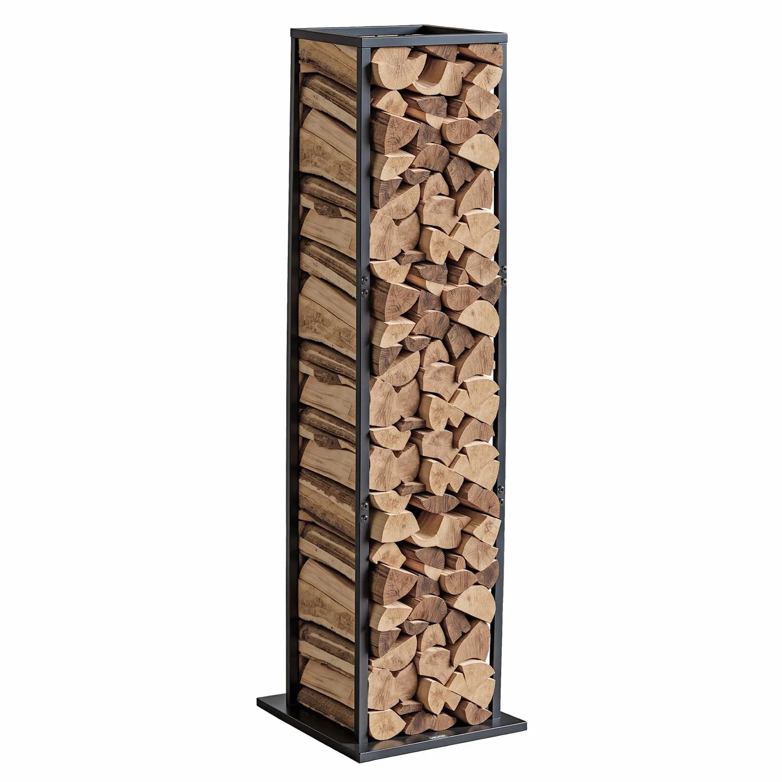VEVOR Estante de Leña 33 x 32 x 112 cm Soporte de Metal para Leñas Carga de 45,4 kg Leñero de Acero con Recubrimiento en Polvo Resistente para Chimenea, para Interiores, Salas de Estar, Negro