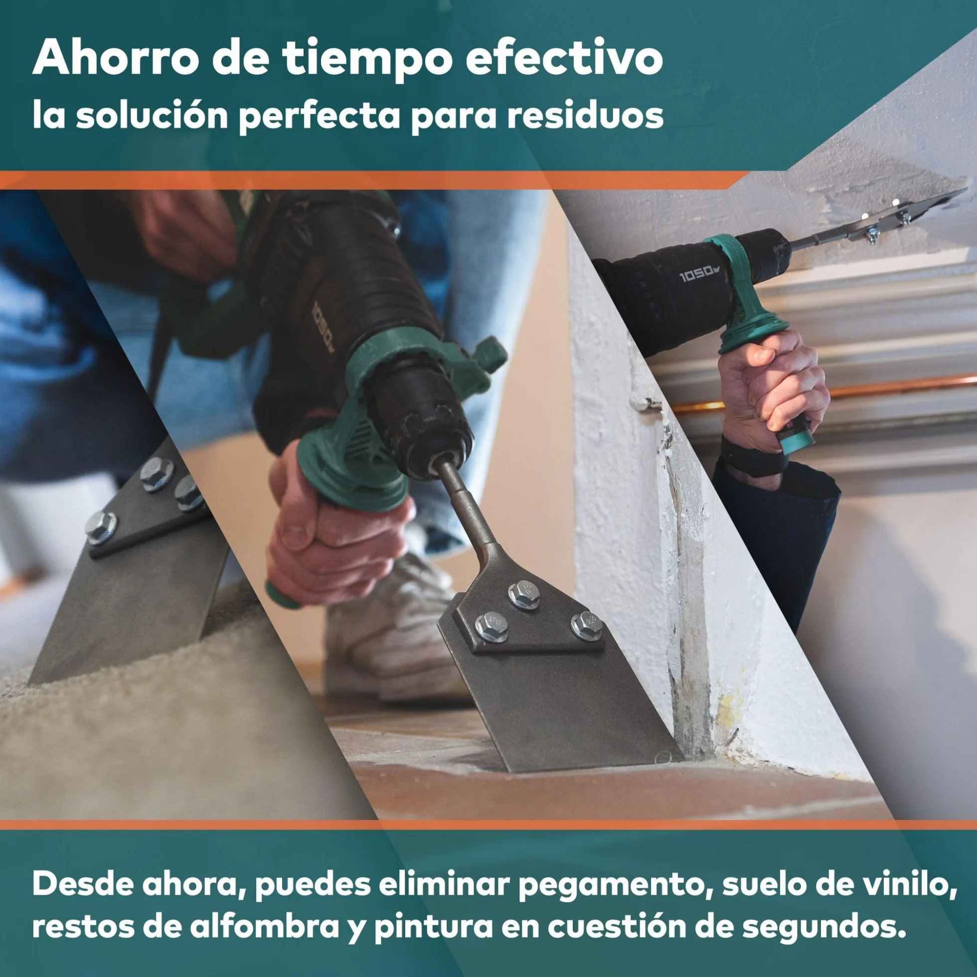 El eficaz cincel SDS Plus de Fairmo - SDS Plus cincel con hoja de repuesto y tornillos - Eliminador de adhesivo para azulejos - Eliminación de moqueta, pintura, pavimento y PVC. (1)