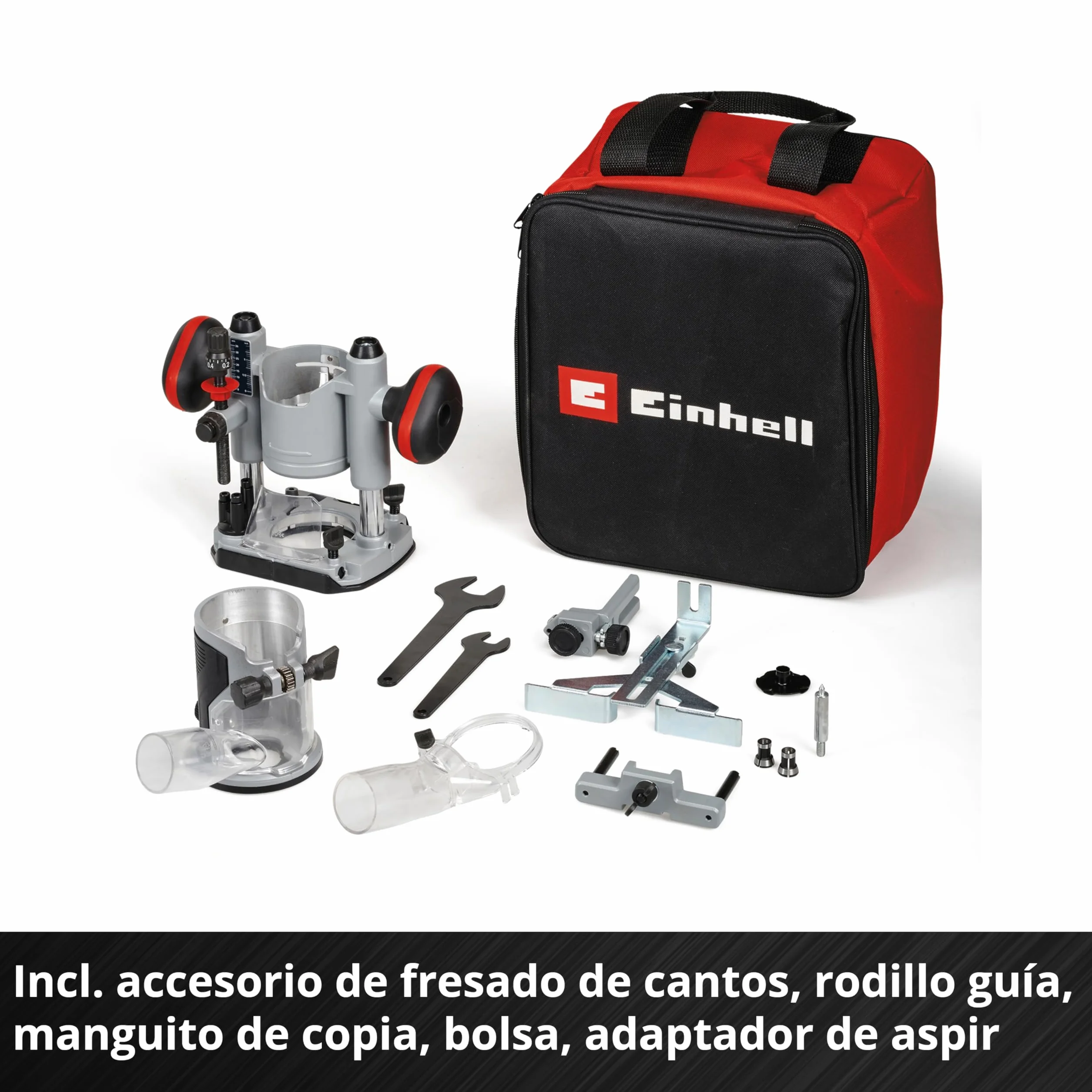 Einhell Professional Set de fresadora superior-de cantos con batería TP-RO Set 18 Li BL-Solo Power X-Change (18V, ajuste fino de profundidad de fresado, incl. accesorios+bolsa, sin batería)