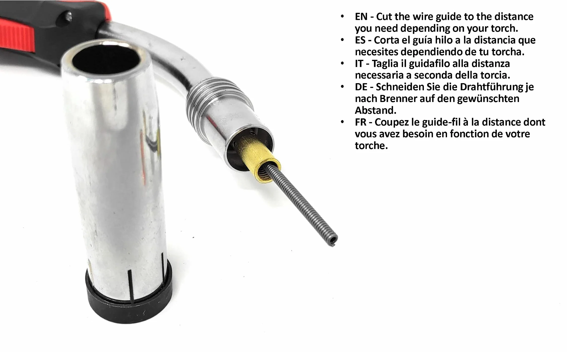 ELCAN Pack de una cabeza para antorcha 501D y guia hilo rojo de 4 metros para hilo 1,0-1,2mm para antorcha mig mag. Consumibles y accesorios pistola soldar. Cuello cisne para torcha soldadura MB501