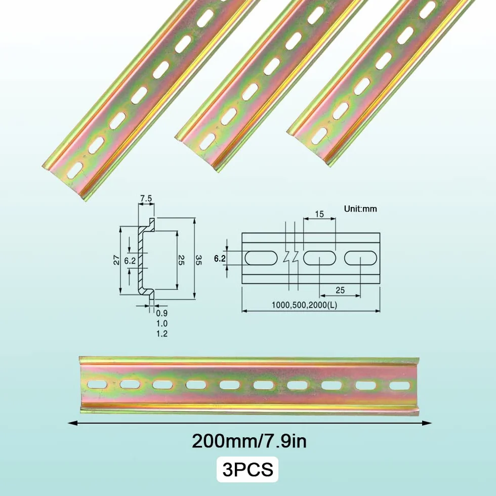 WHC 3 Piezas Carril Din Enchufe Carril Din Rieles de Montaje, Puentes de Cables para La Instalación en Armarios de Distribución, Aparamenta (Amarillo, 3,5 cm de Ancho, 20 cm de Largo, 0,75 cm de Alto)
