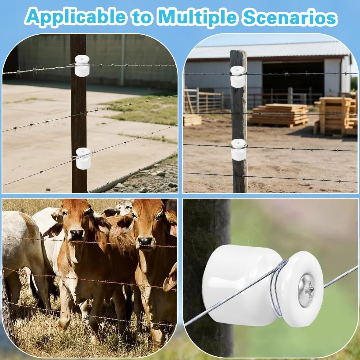 50PCS Aisladores de Porcelana para Cable Trenzado Ø19 mm, Abrazadera Cable Porcelana, Aisladores de Ceramica Blanco, Aislante dePorcelana con Tornillos y Tacos para Seguridad deCable Eléctrico