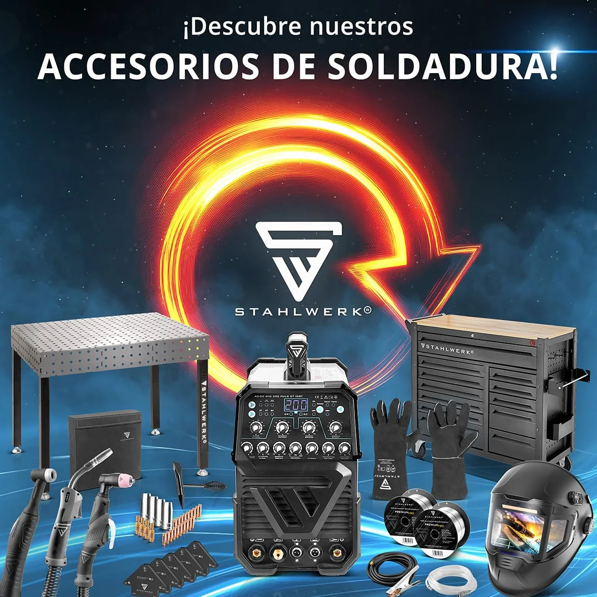 STAHLWERK Soldadora MIG/MAG 200 ST – Máquina de soldar Inverter con 200 A, equipo de gas protector con avance de hilo sinérgico, apto para FLUX (hilo hueco), funcional para Lift-TIG & MMA/Electrodo